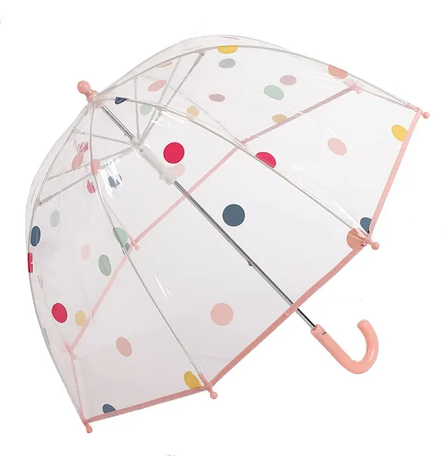 ThreeH Umbrellas pois rosa ombrello bimbo trasparente 70 cm
