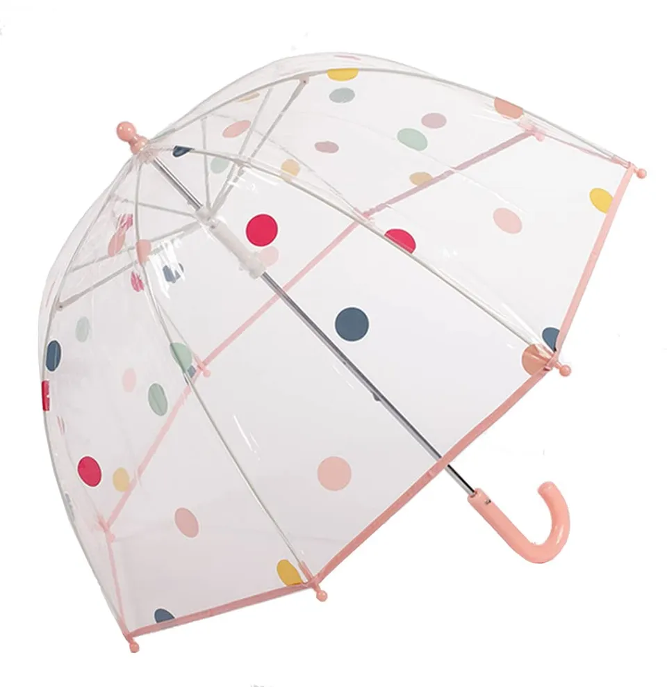 ThreeH Umbrellas pois rosa ombrello bimbo trasparente 70 cm