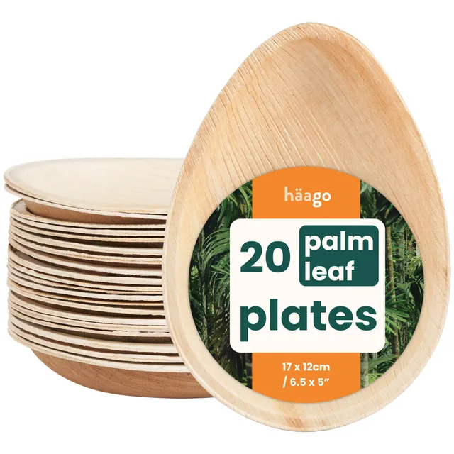 Haago Palm Leaf Plates Teardrop piatti 15cm 20 pezzi biodegradabili