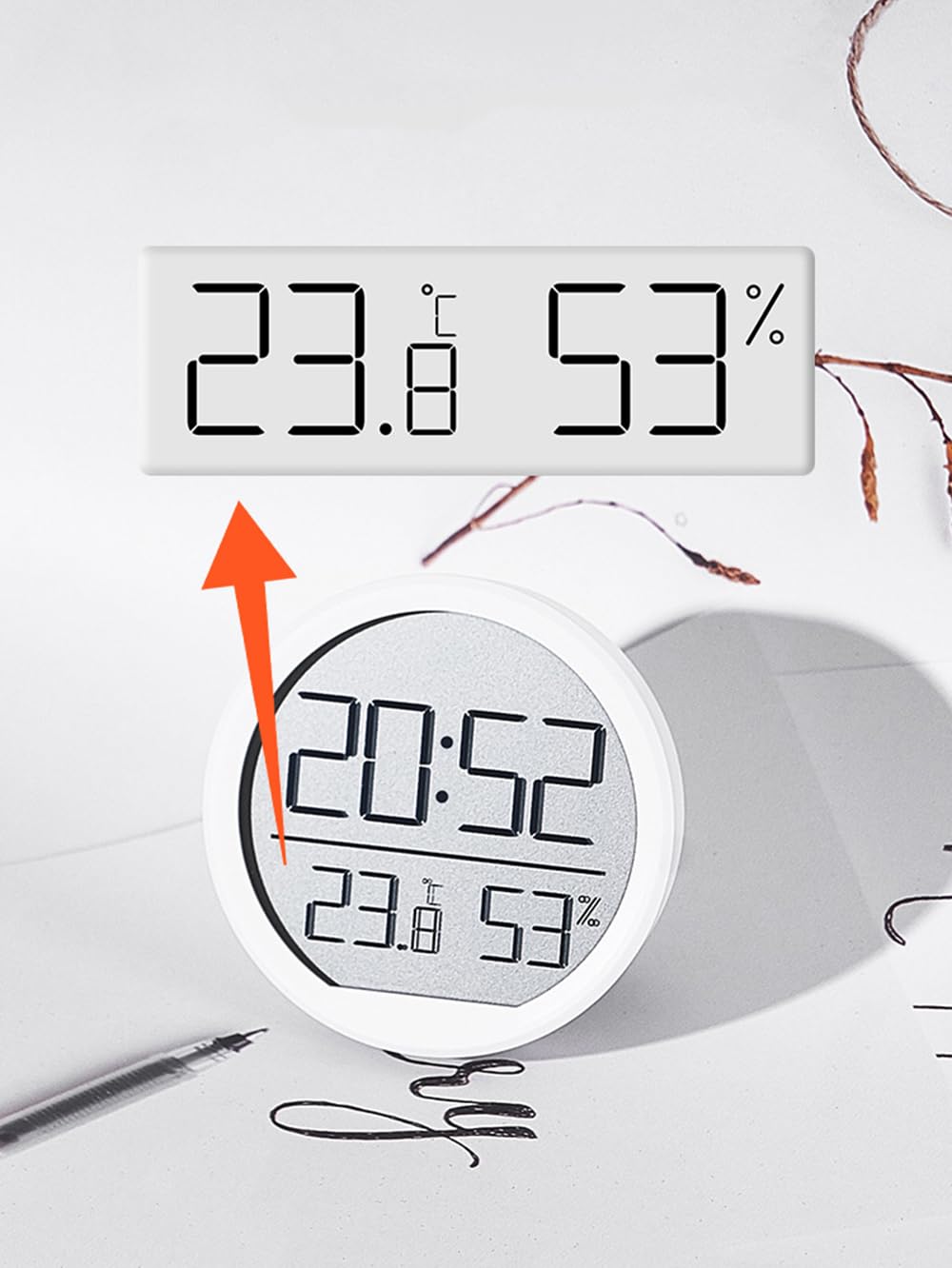 ThreeH Sveglia Multifunzione Orologio Digitale Bianco Temperatura Umidita