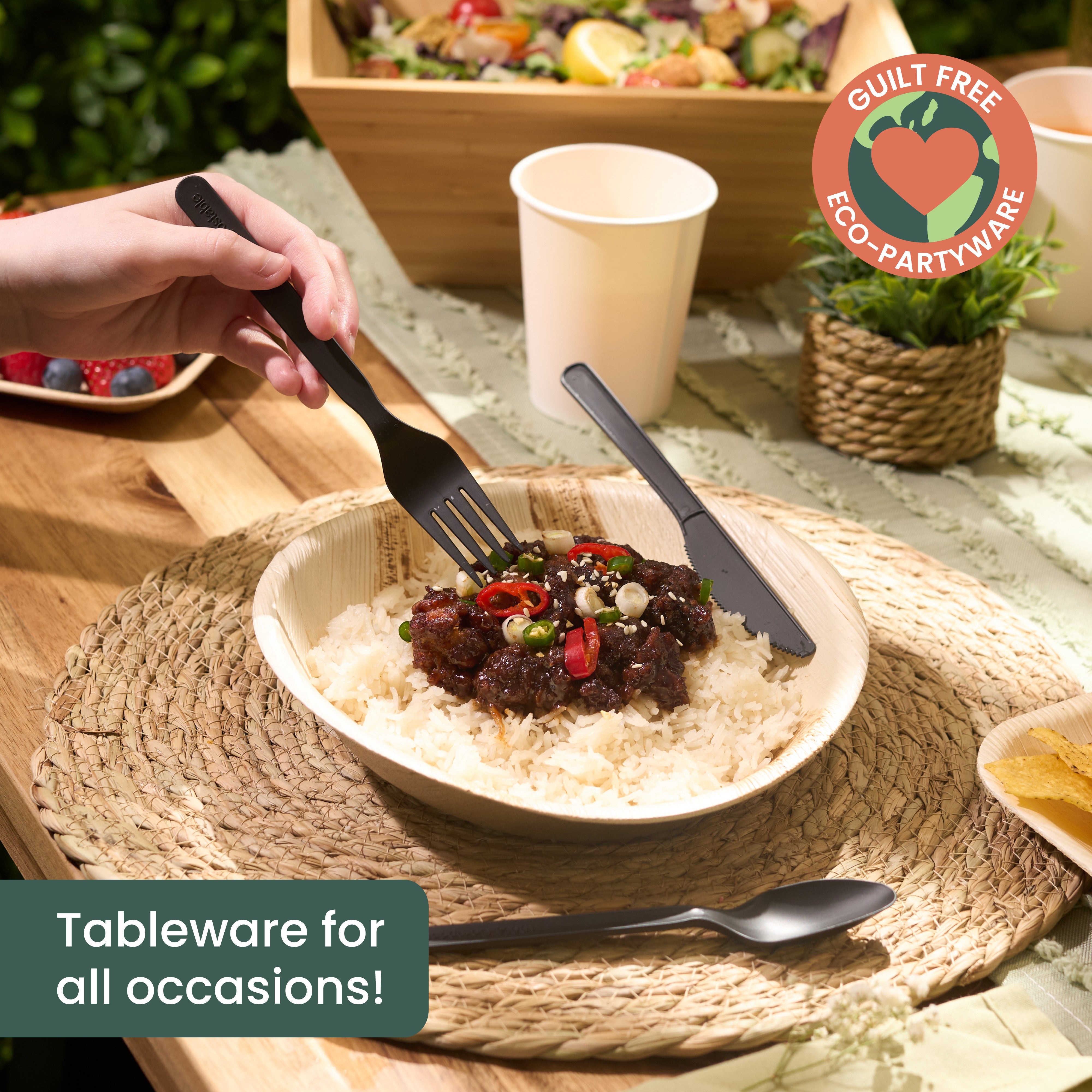 Haago PLA Cutlery Set posate nere 180 pezzi compostabili