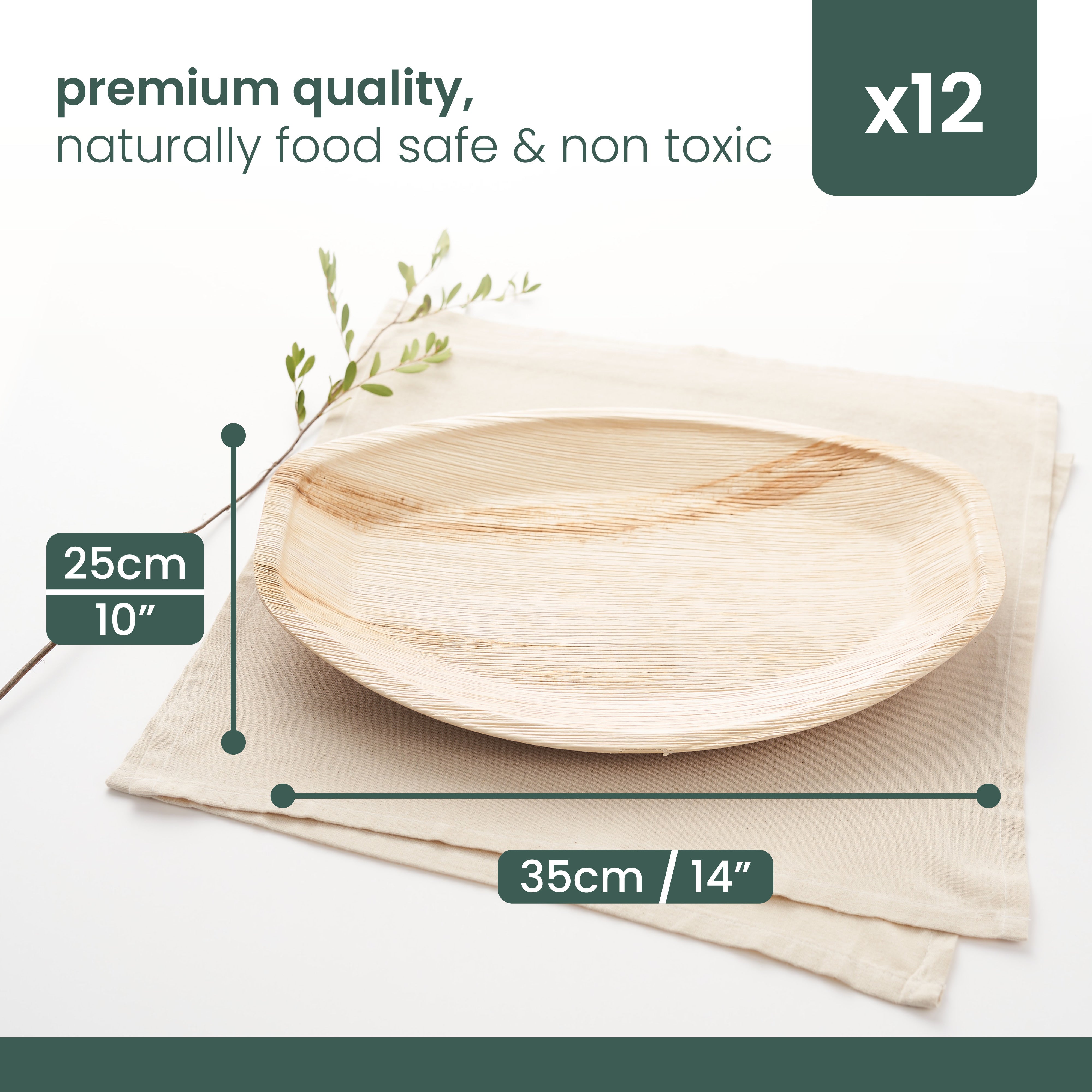 haago Palm Leaf Trays Vassoi 25x35cm 12 pezzi grandi
