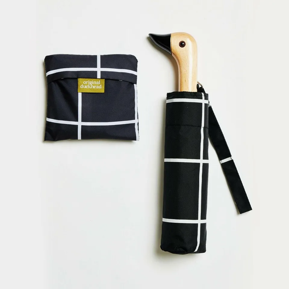 Original Duckhead Rainy Day Sets Black Grid Bundle ombrello + shopper nero