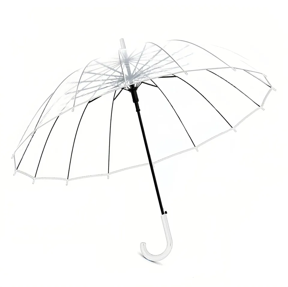 ThreeH ombrello trasparente automatico cupola bianco 16 stecche