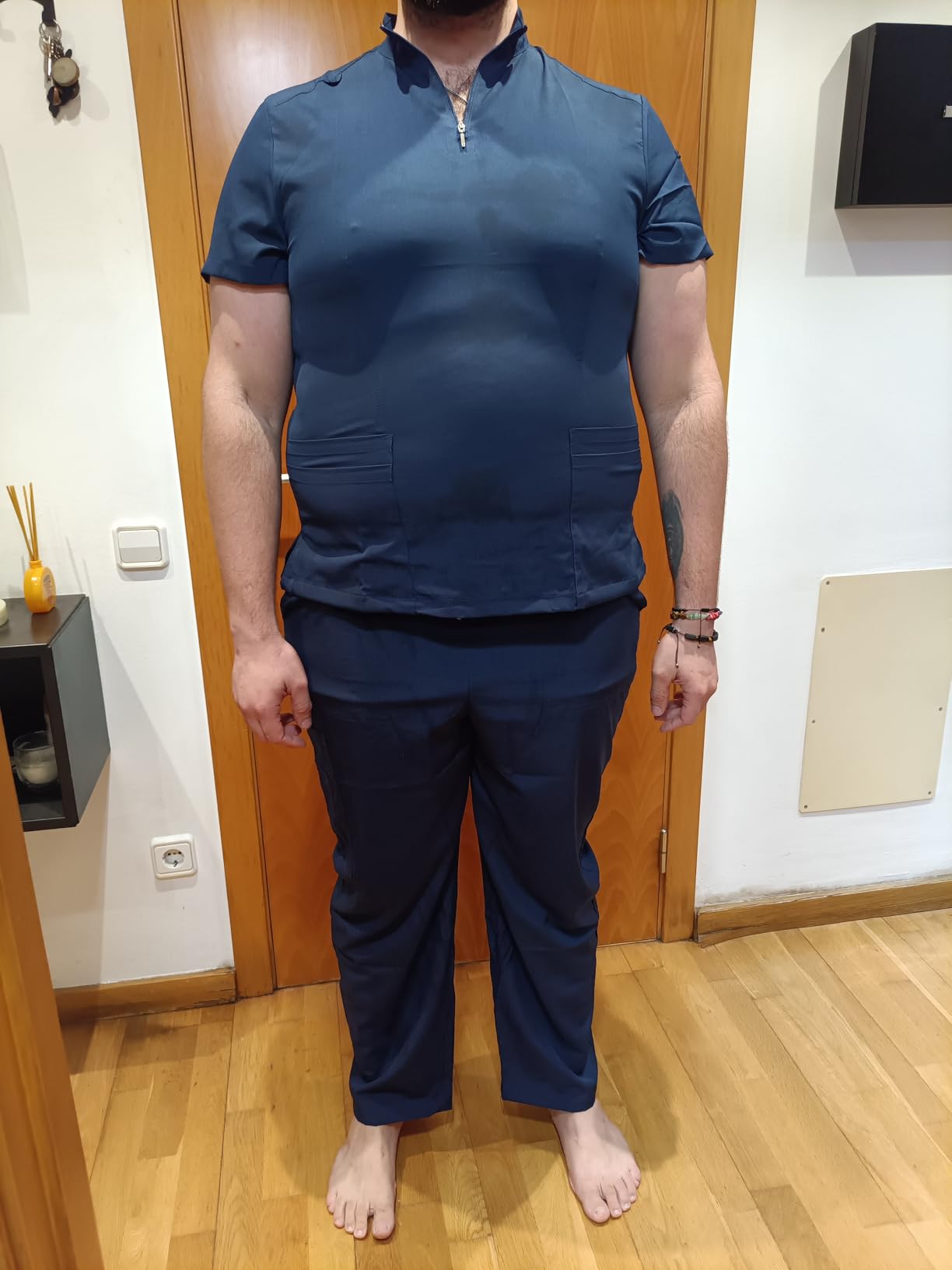 ThreeH divisa medica camice+pantaloni taglia M blu scuro