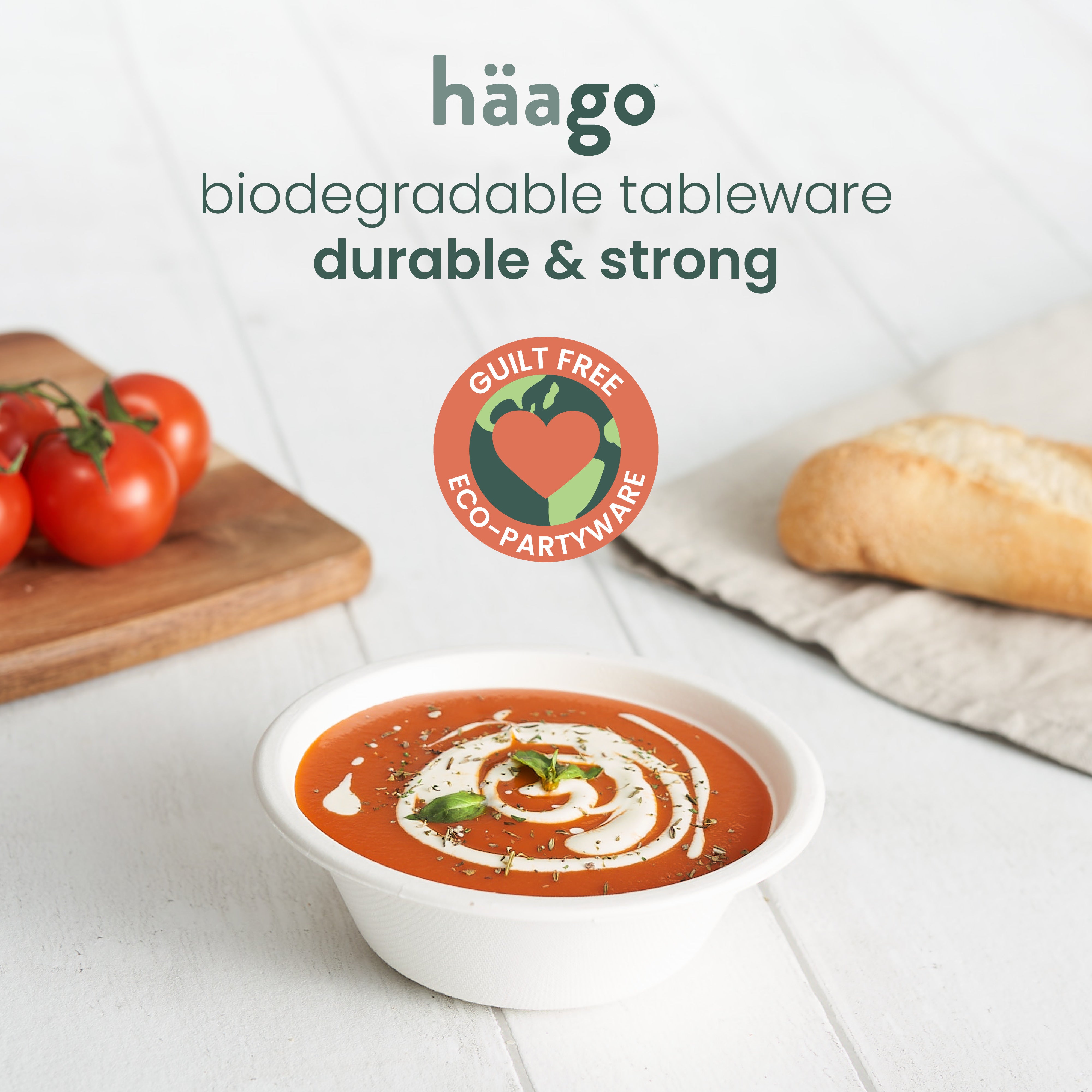 haago Sugarcane Trays & Boxes ciotole 13cm 50 pezzi biodegradabili