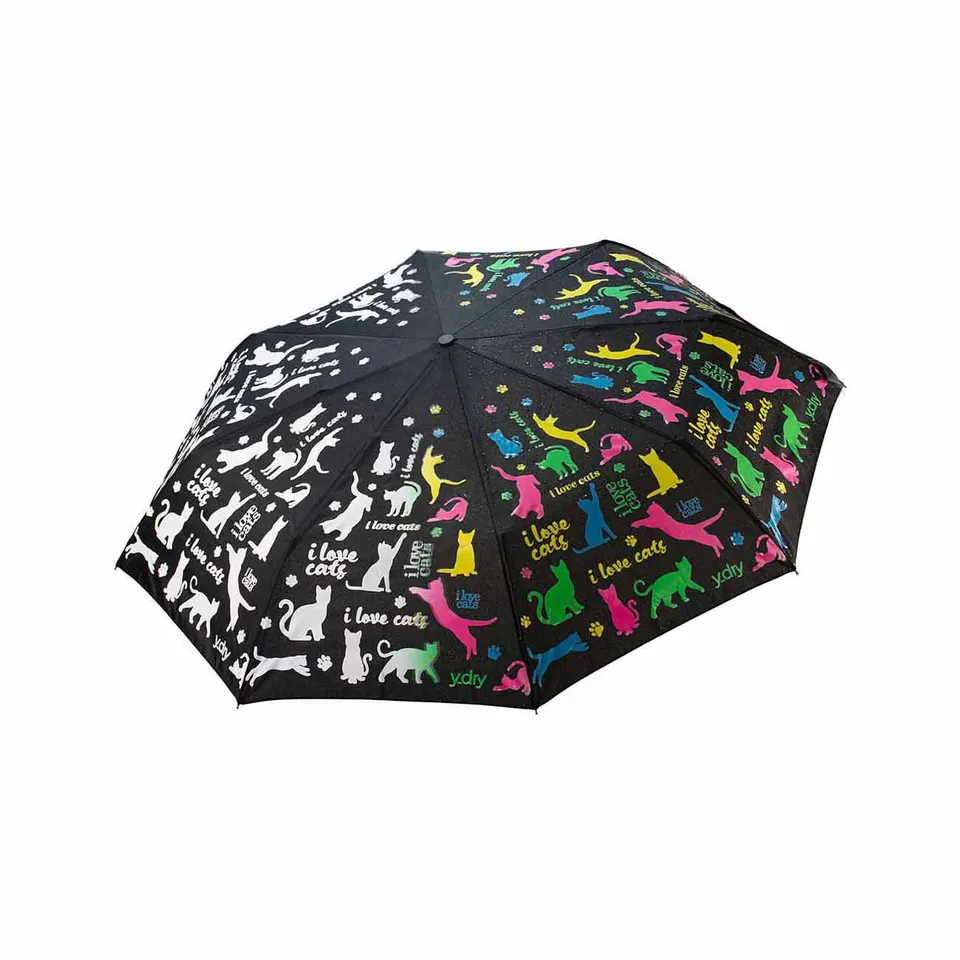 Y-DRY I Love Cats ombrello corto gatti unisex antipioggia