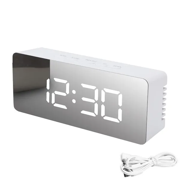 ThreeH Orologio Digitale LED Specchio Bianco Sveglia Snooze