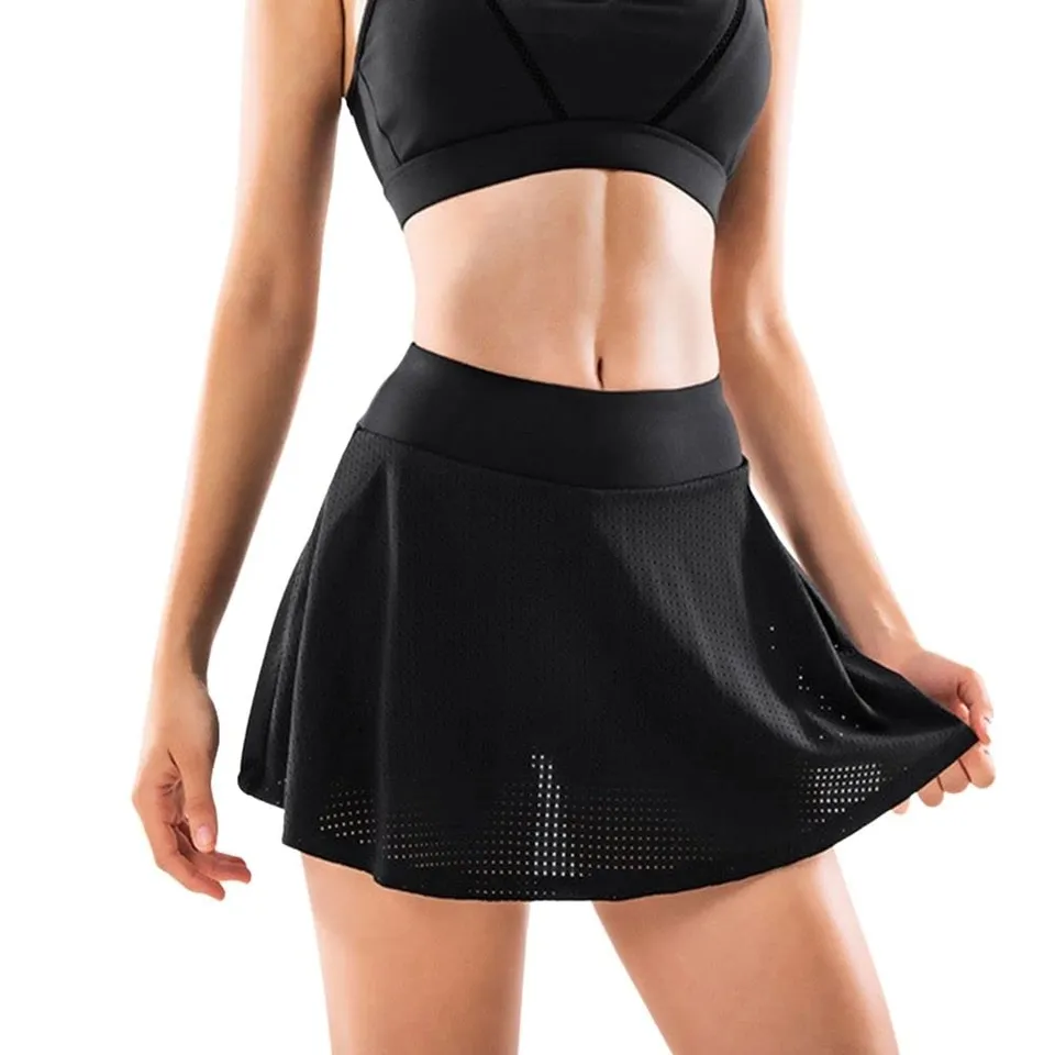 ThreeH Gonna Tennis Donna Pieghettata con Short Traspirante
