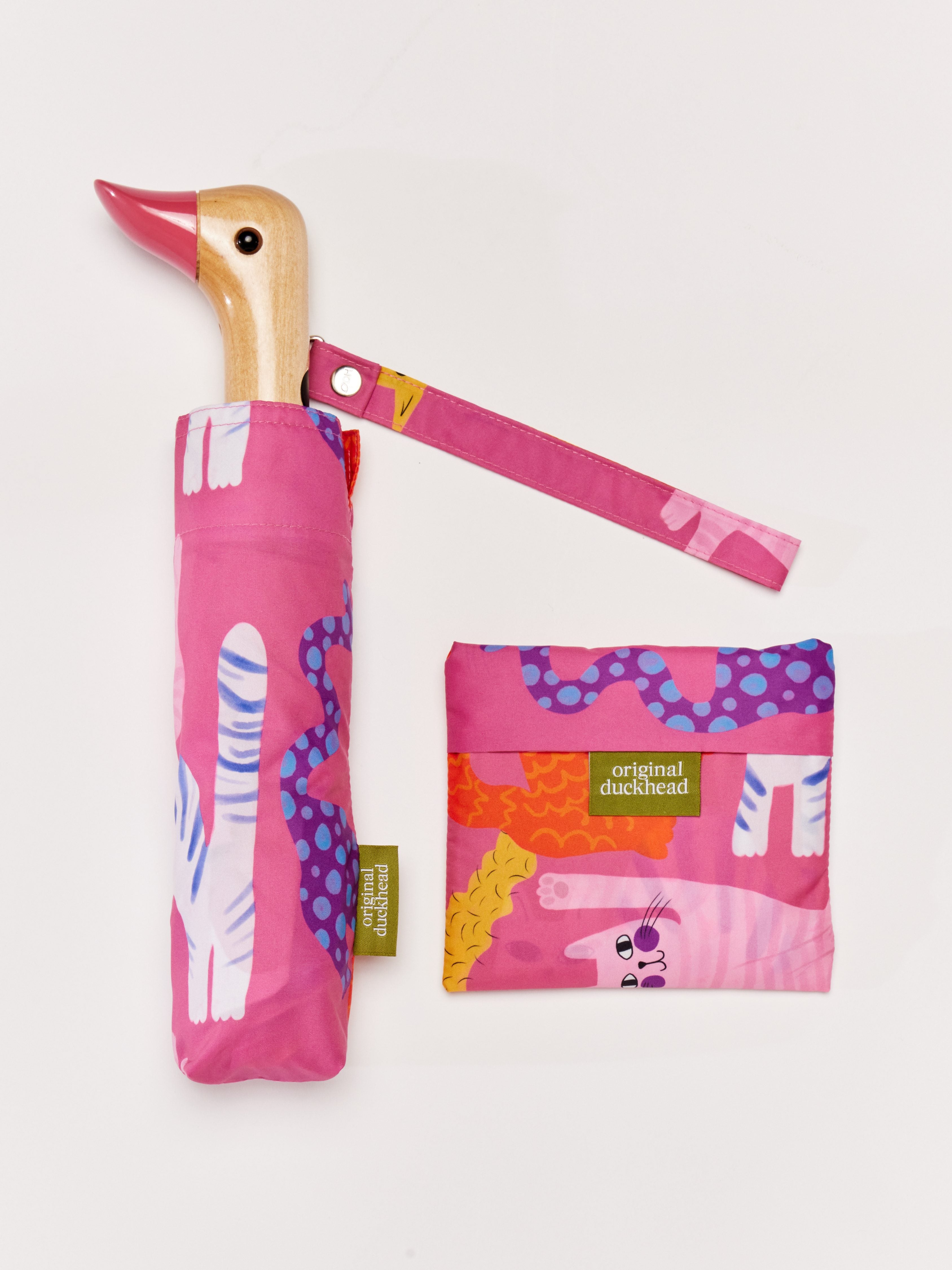 Original Duckhead Reusable Tote Fuchsia Arty Cats shopper gatti