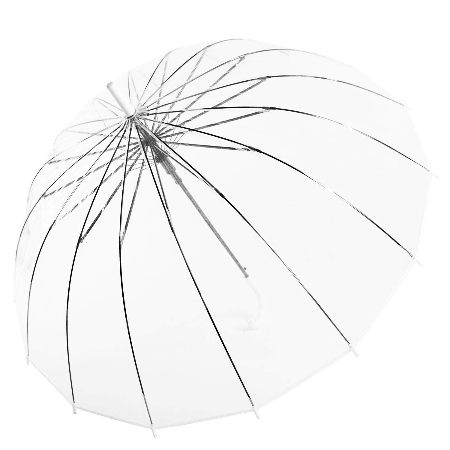 ThreeH ombrello trasparente automatico cupola bianco 16 stecche