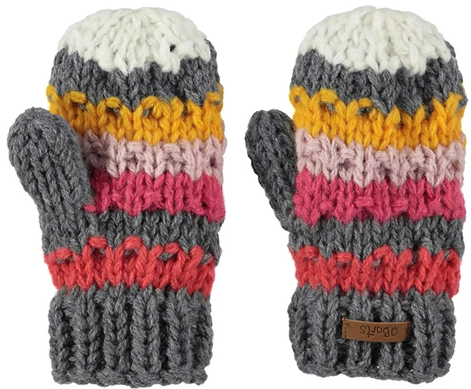 Barts Skeely Mitts Muffola a righe grigio rosa