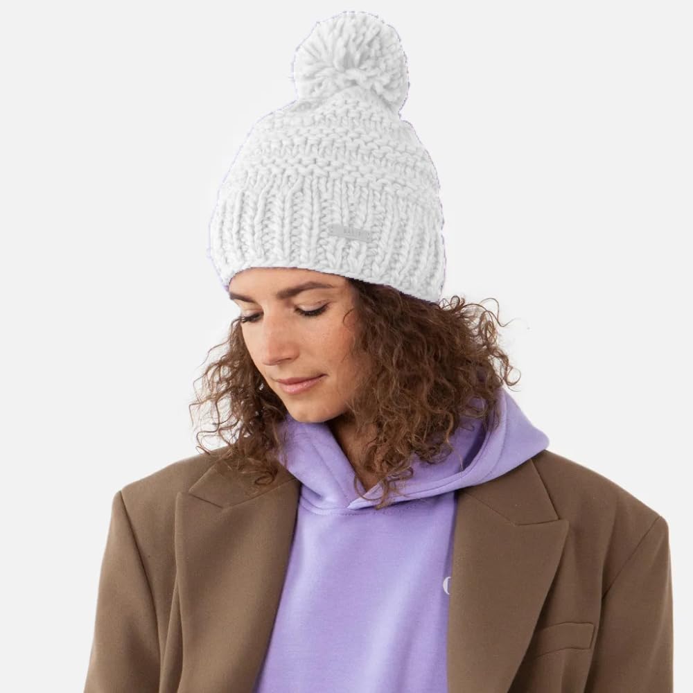 Barts Jasmin Berretto Donna White con Pompon e Pile