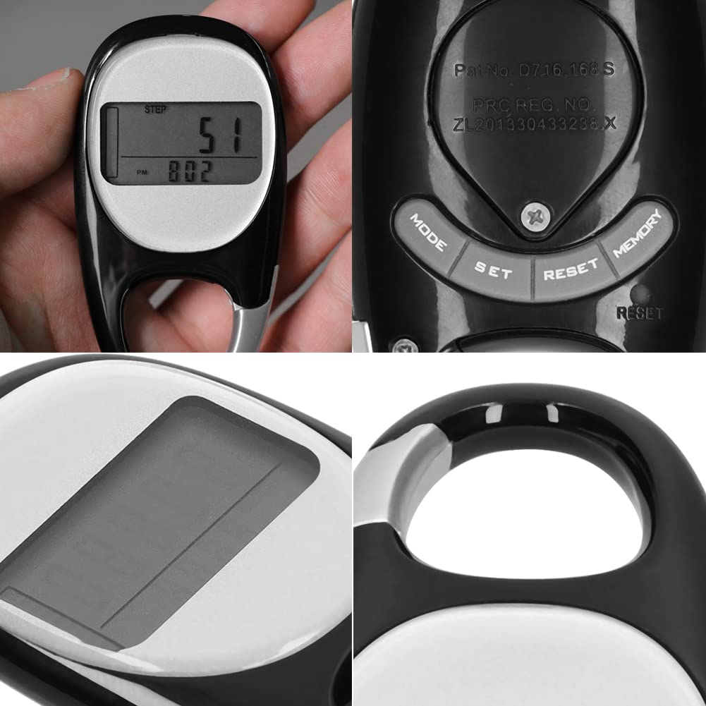 ThreeH Contapassi Digitale 3D Pedometro Nero con Clip