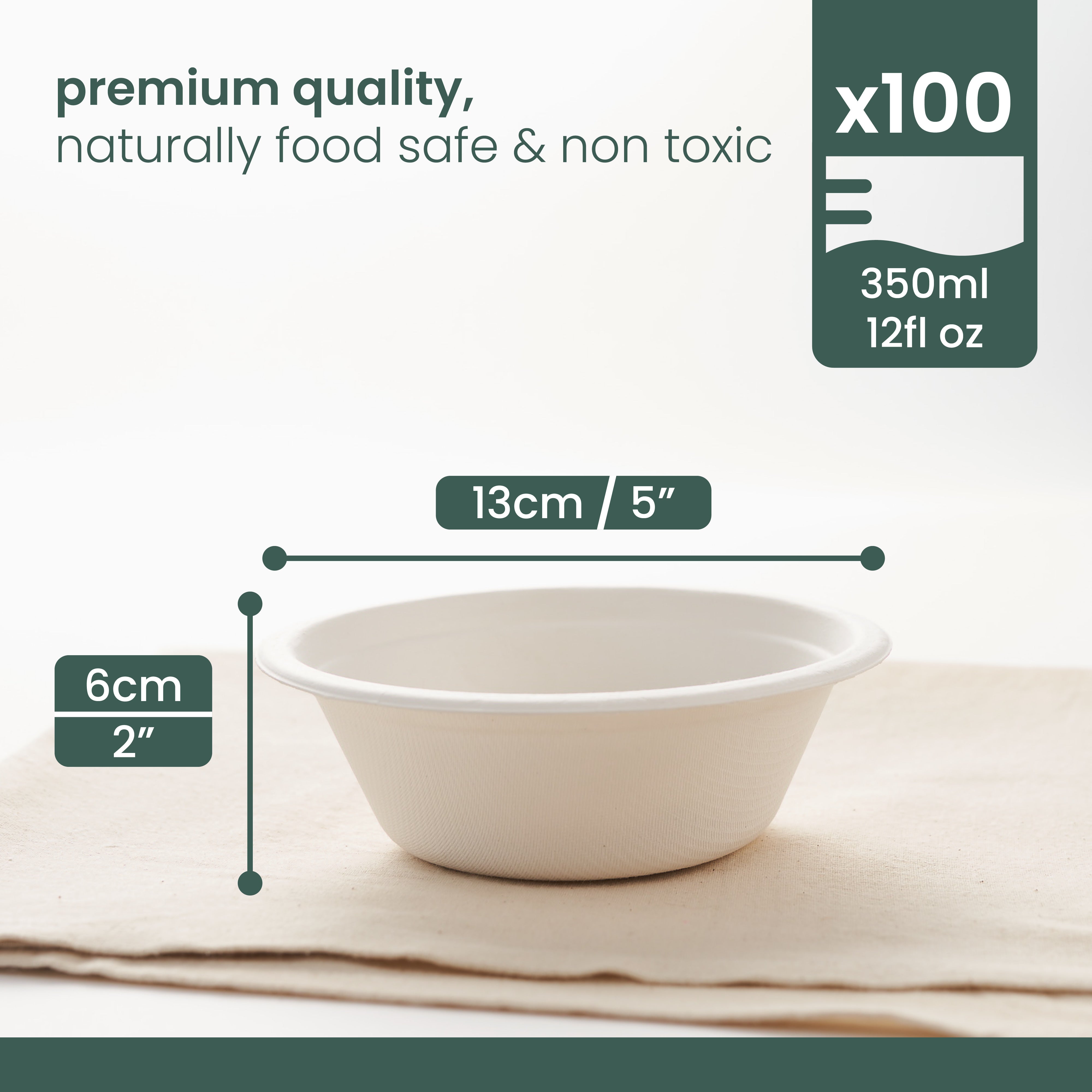 haago Sugarcane Trays & Boxes ciotole 13cm 50 pezzi biodegradabili