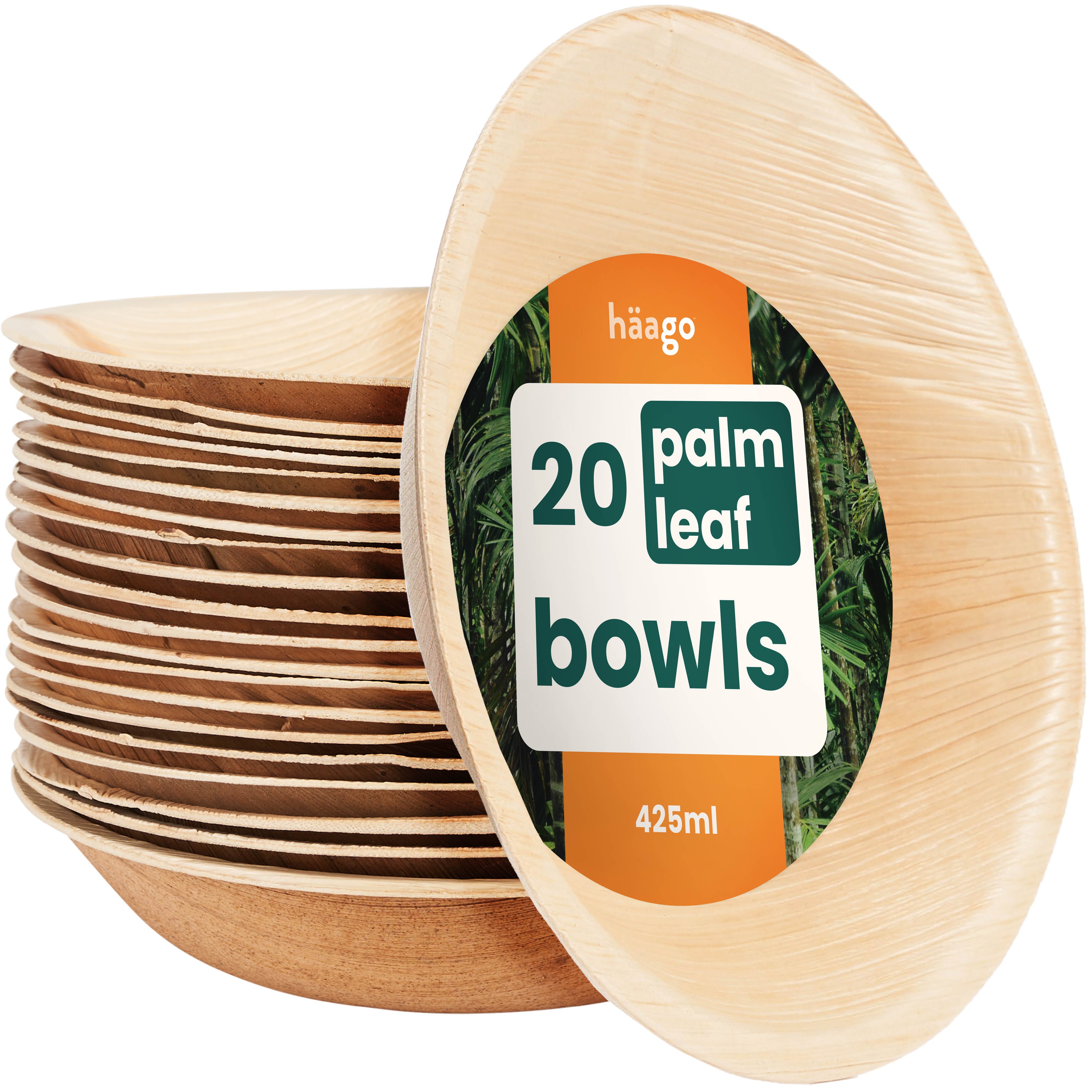 haago Palm Leaf Bowls ciotole tonde 425ml 20 pezzi compostabili