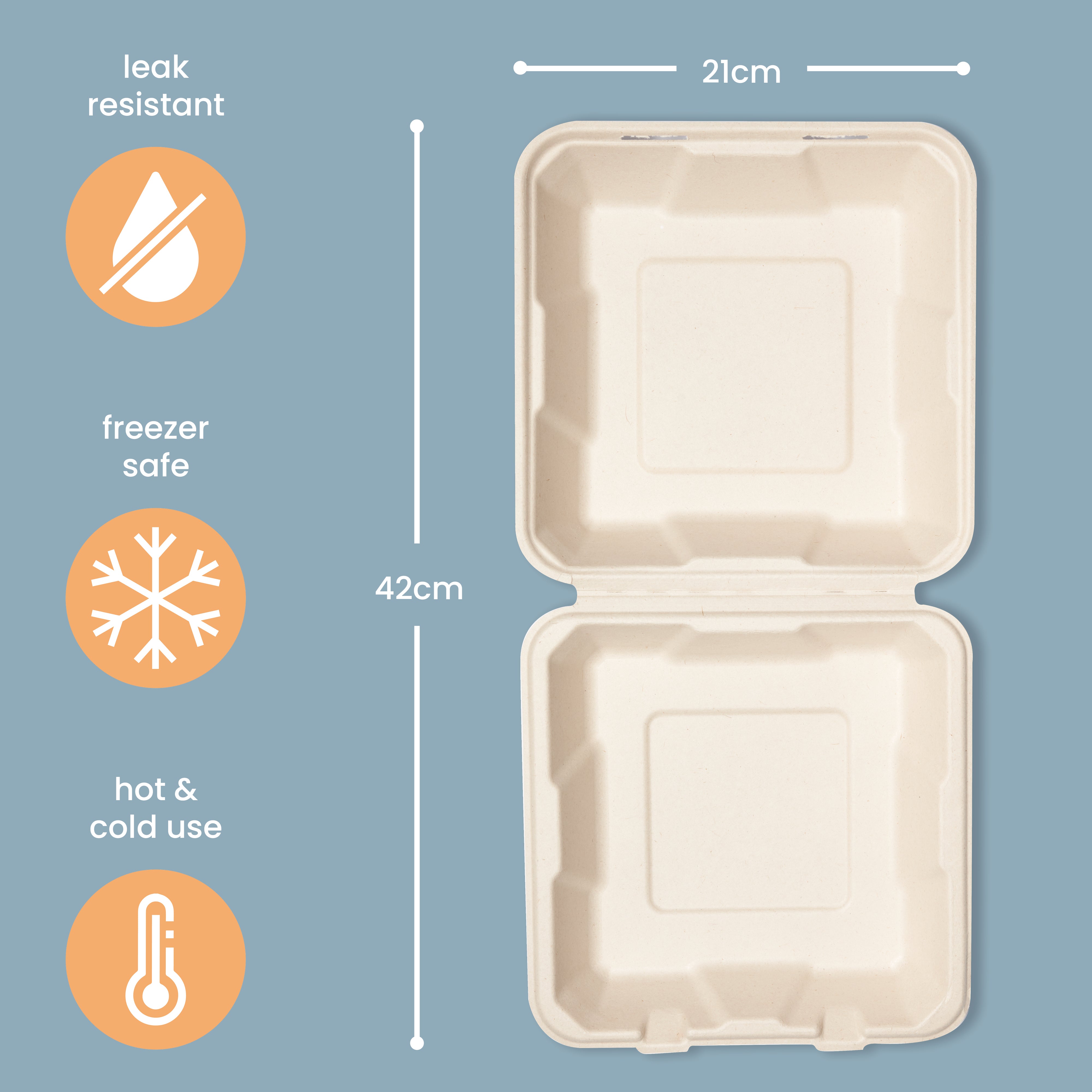 haago Sugarcane Trays & Boxes box burger 21cm 90 pezzi compostabili