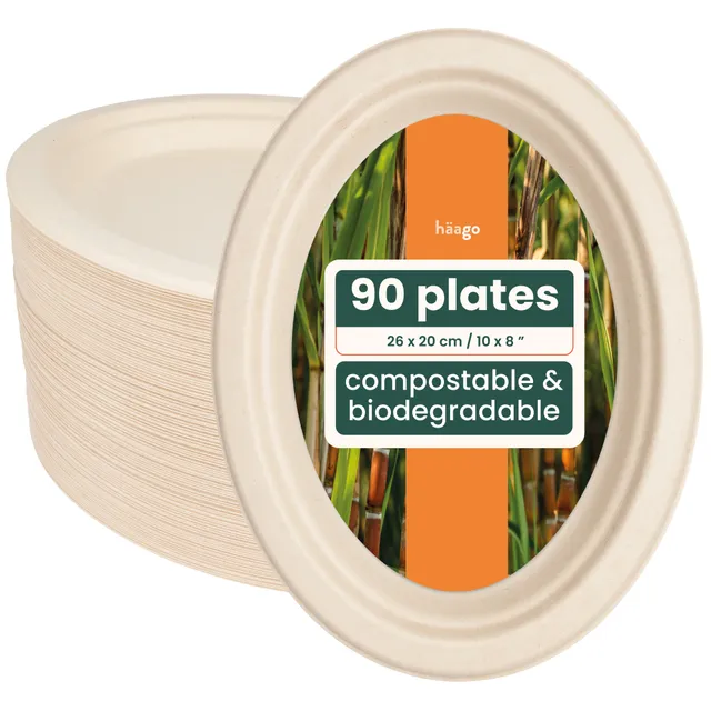 Haago Sugarcane Plates Oval piatti marroni 26cm 90 pezzi