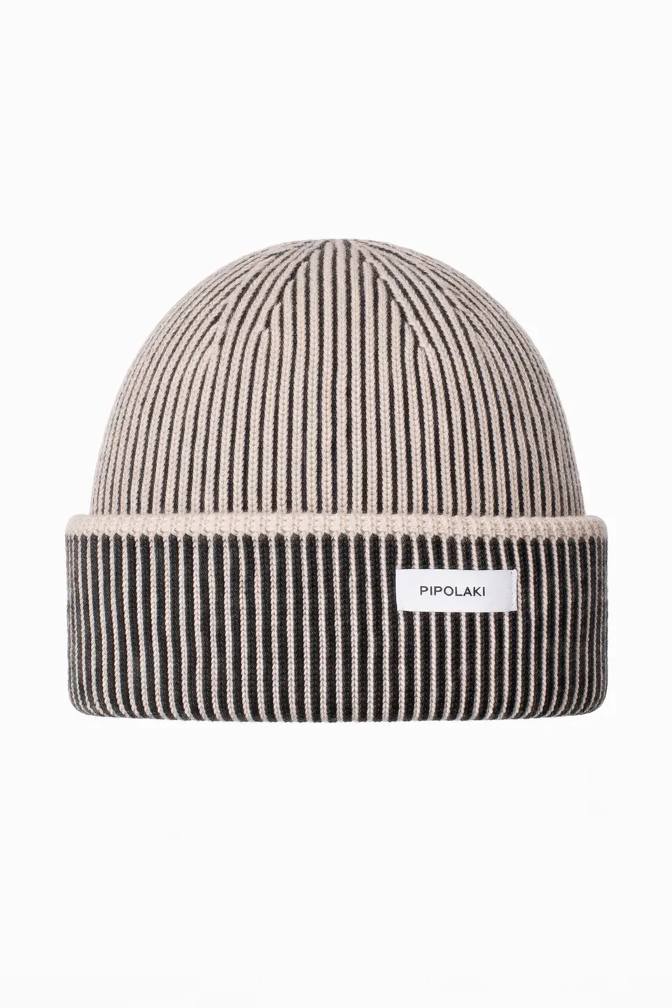 PIPOLAKI Ubac berretto lana merino nero/beige