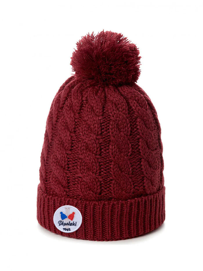 Pipolaki Gstaad Berretto Pompon Nero Treccia Pile