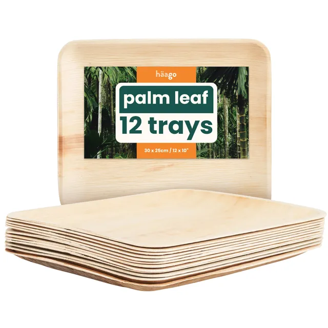 Haago Palm Leaf Trays vassoi grandi 25x30cm 12 pezzi
