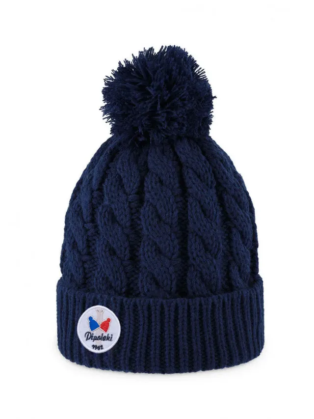 Pipolaki Gstaad Berretto Pompon Nero Treccia Pile