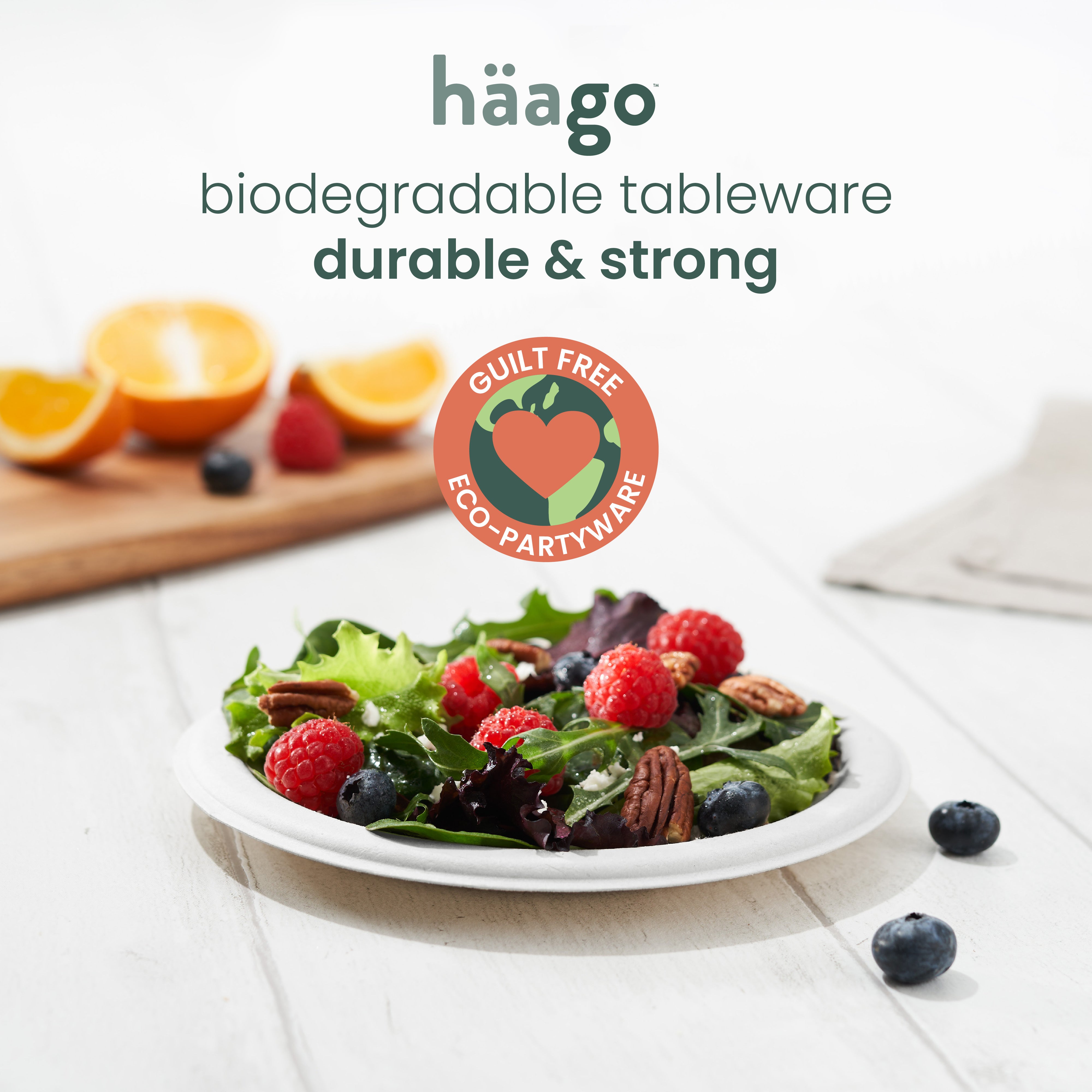 haago Sugarcane Plates piatti rotondi 18cm bianchi compostabili