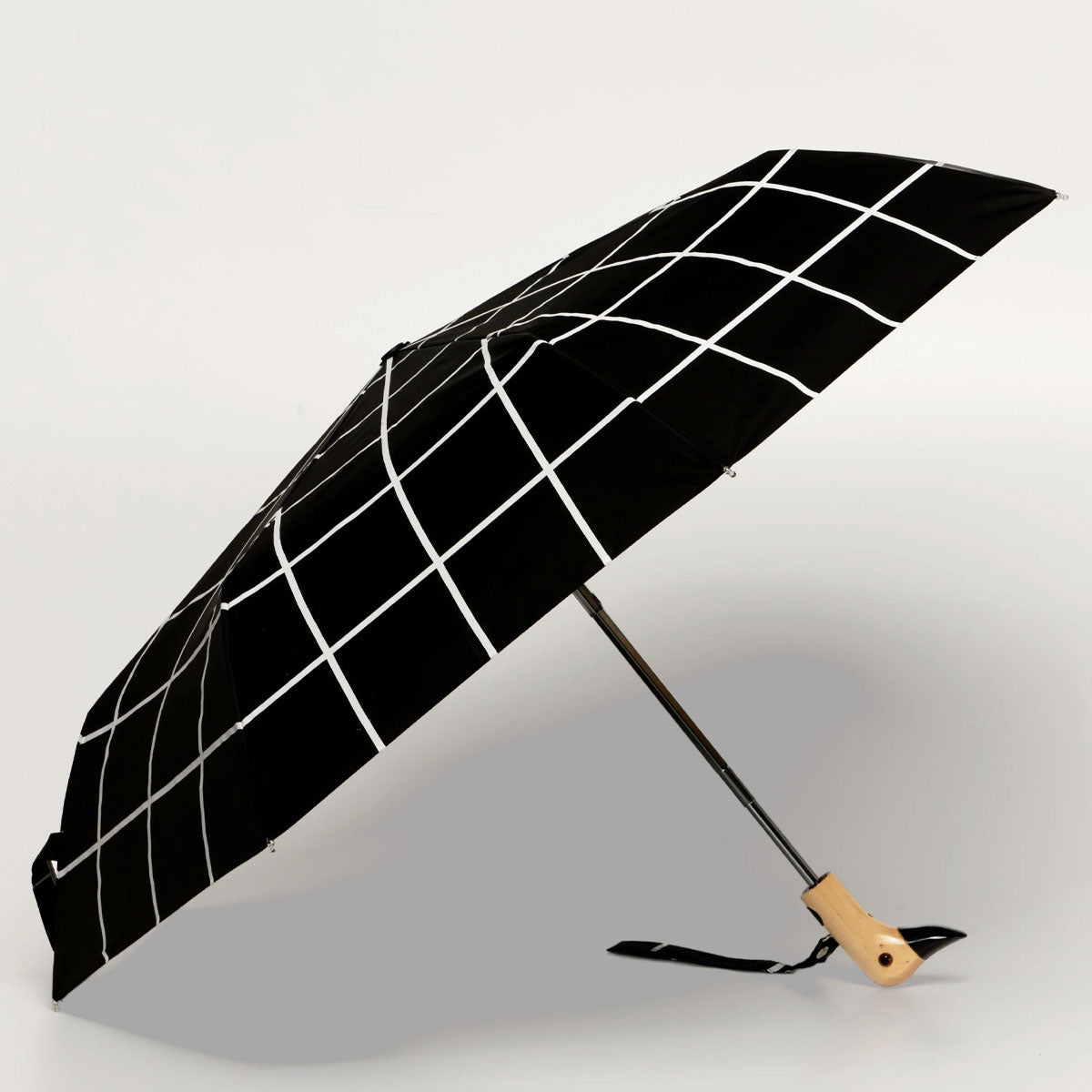 Original Duckhead Black Grid ombrello compatto antipioggia riciclato