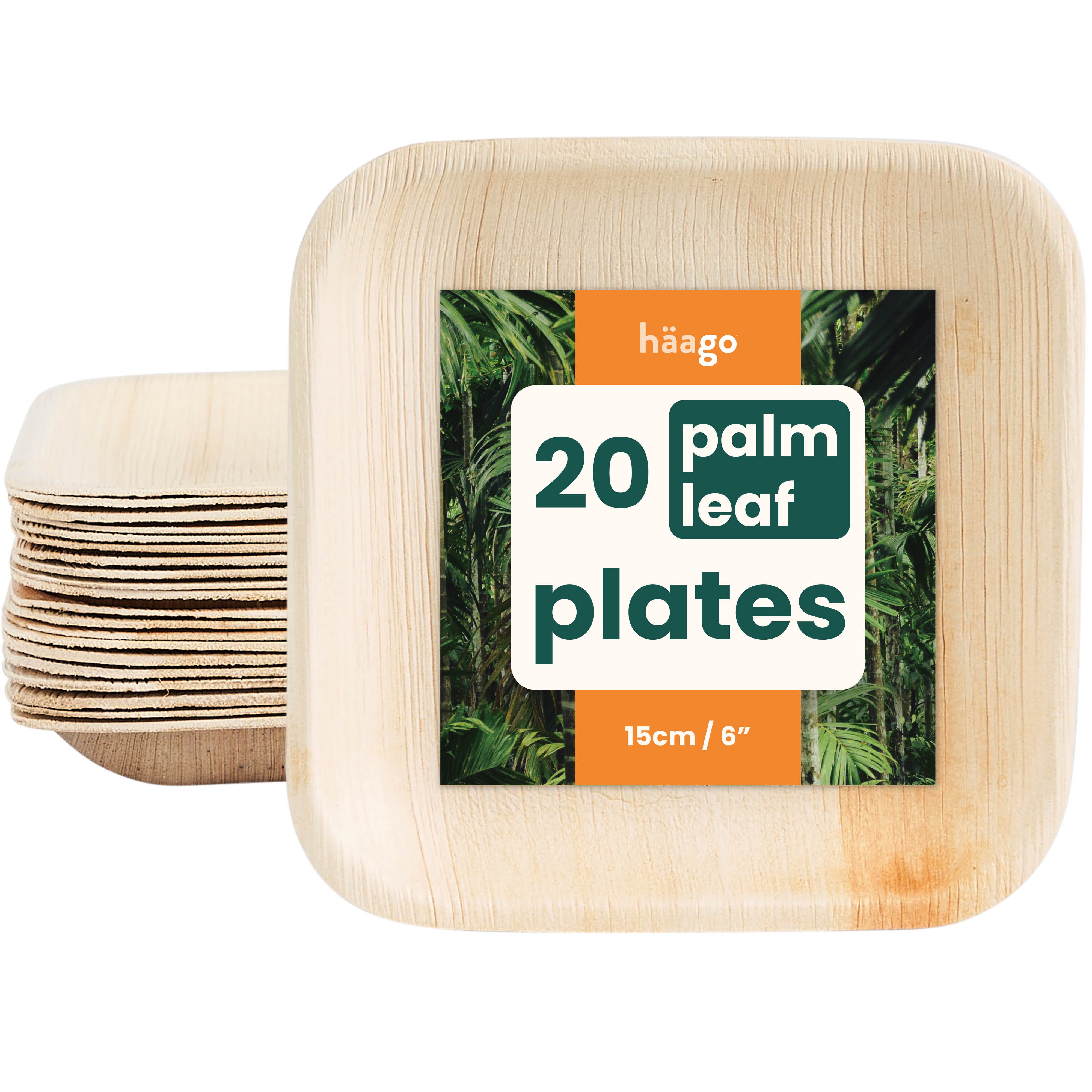haago Palm Leaf Plates piatti quadrati 15cm 20 pezzi naturali