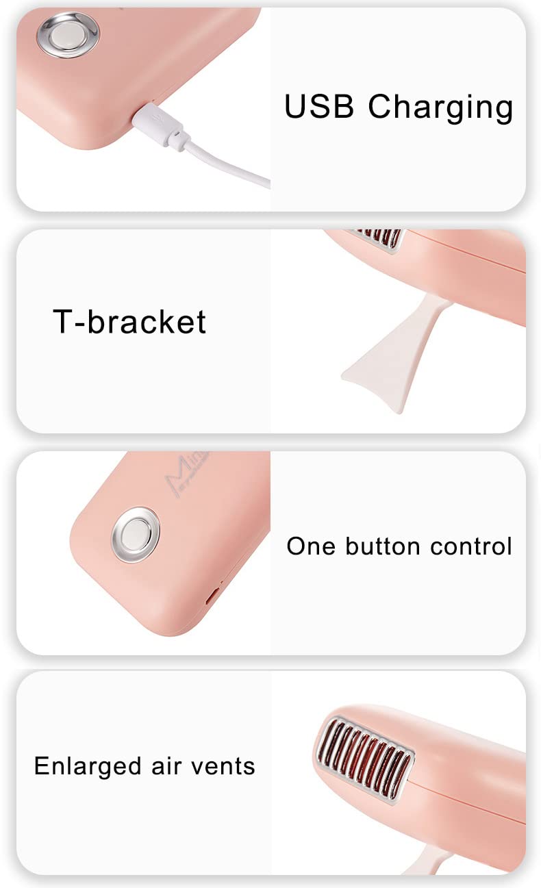 ThreeH Mini ventilatore portatile USB rosa 3 velocità