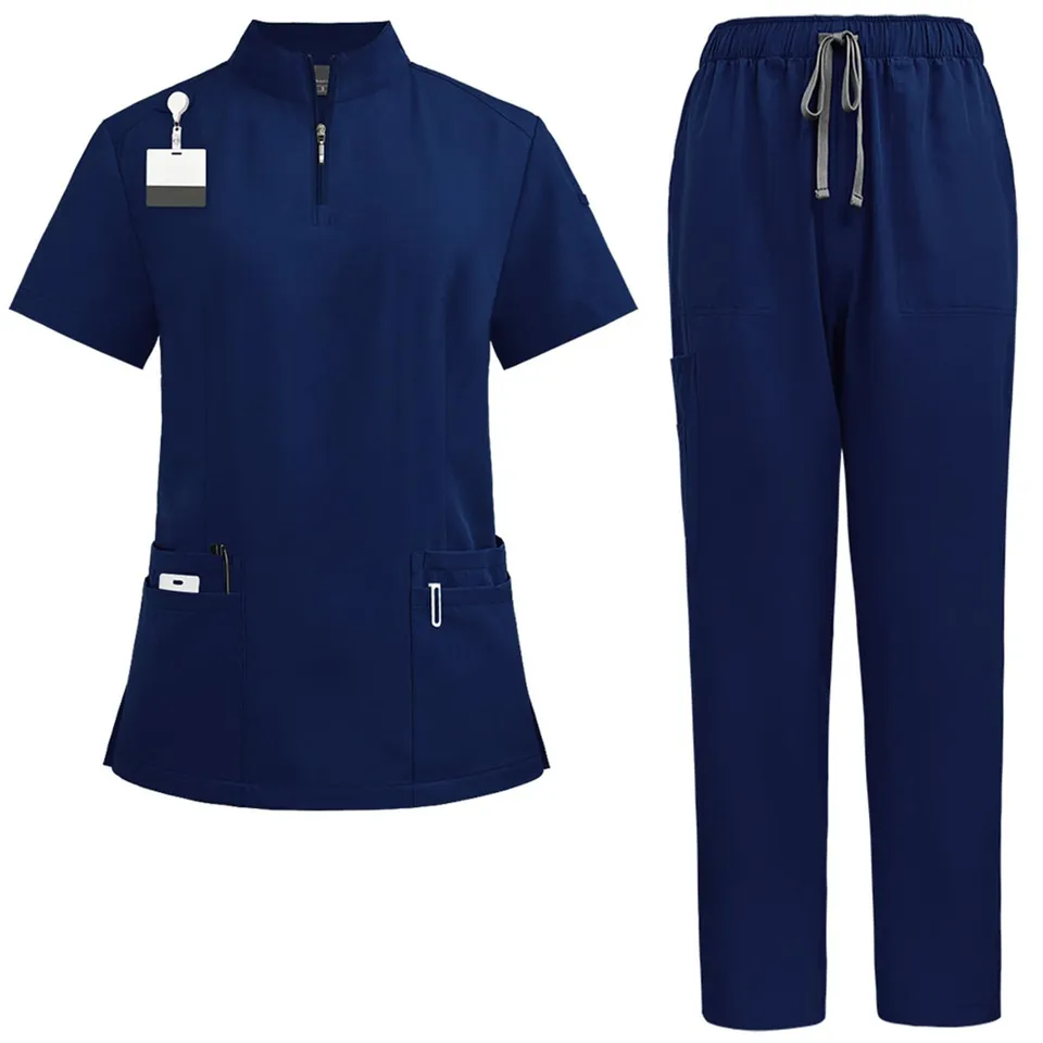 ThreeH divisa medica camice+pantaloni taglia M blu scuro