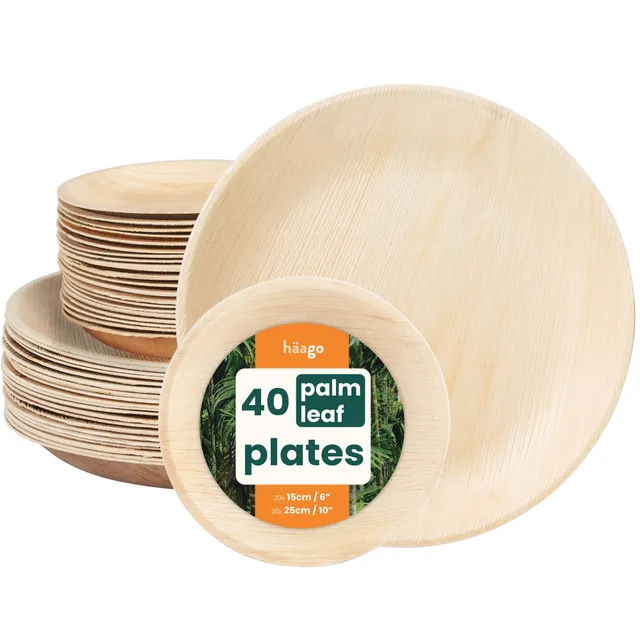 haago Palm Leaf Plates piatti rotondi 15+25 cm 40 pezzi