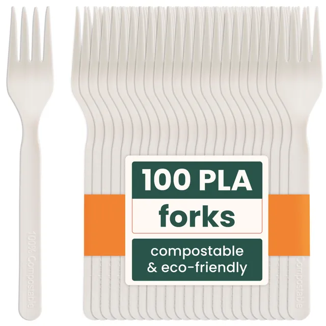 haago PLA Cutlery Forchette monouso 100 pezzi compostabili