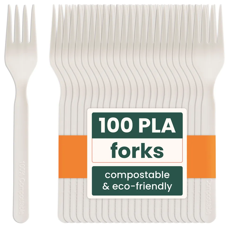 haago PLA Cutlery Forchette monouso 100 pezzi compostabili
