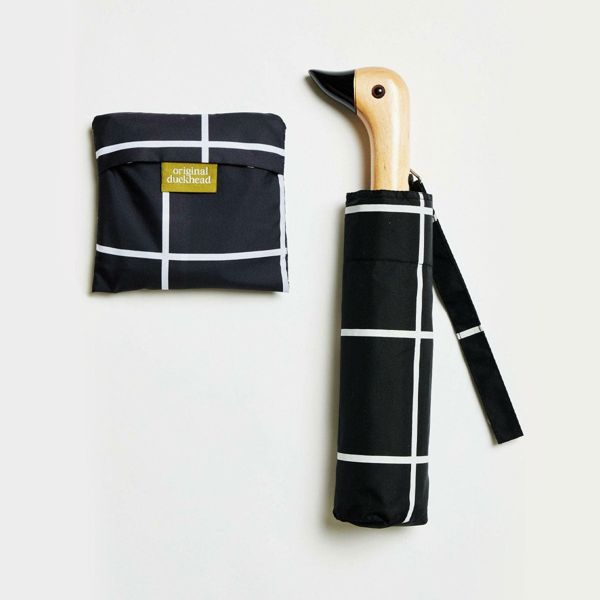 Original Duckhead Rainy Day Sets Black Grid Bundle ombrello + shopper nero