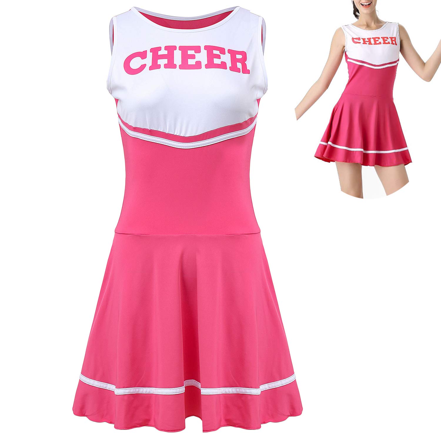 ThreeH Costume Cheerleader Blu Taglia Media con Scritta