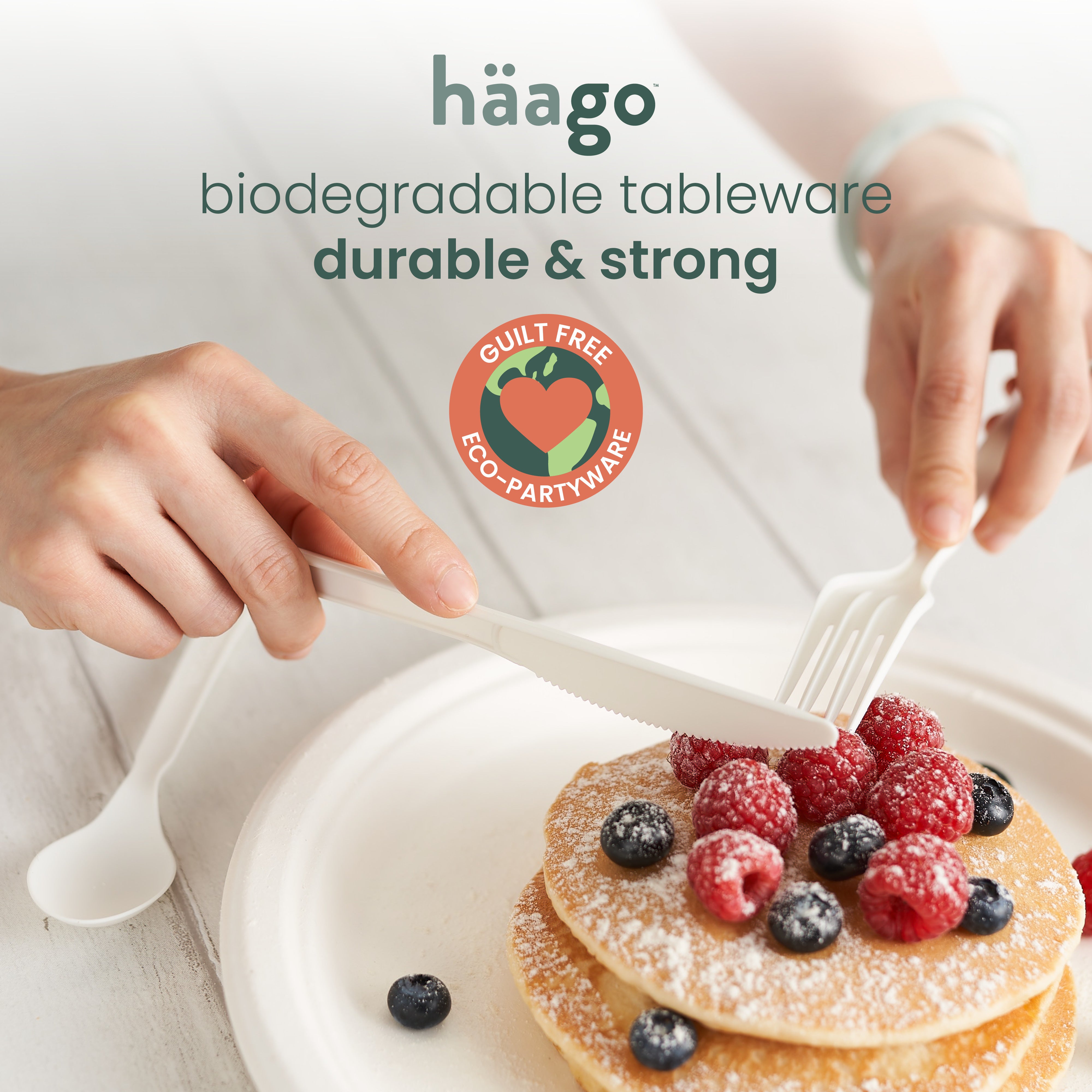 Haago PLA Cutlery Set posate bianche 180 pezzi compostabili