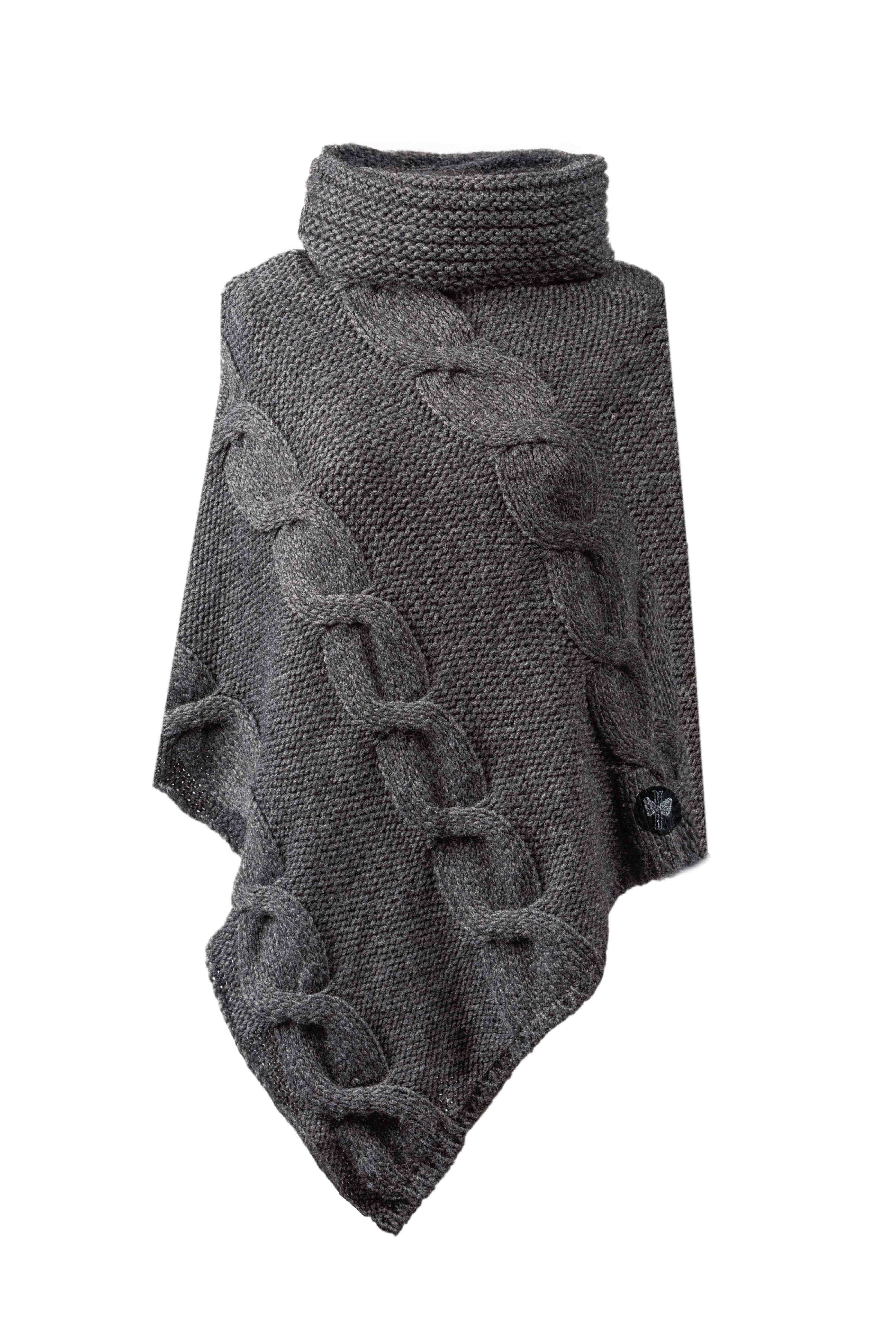 Pipolaki Indra mantella poncho donna lana nero