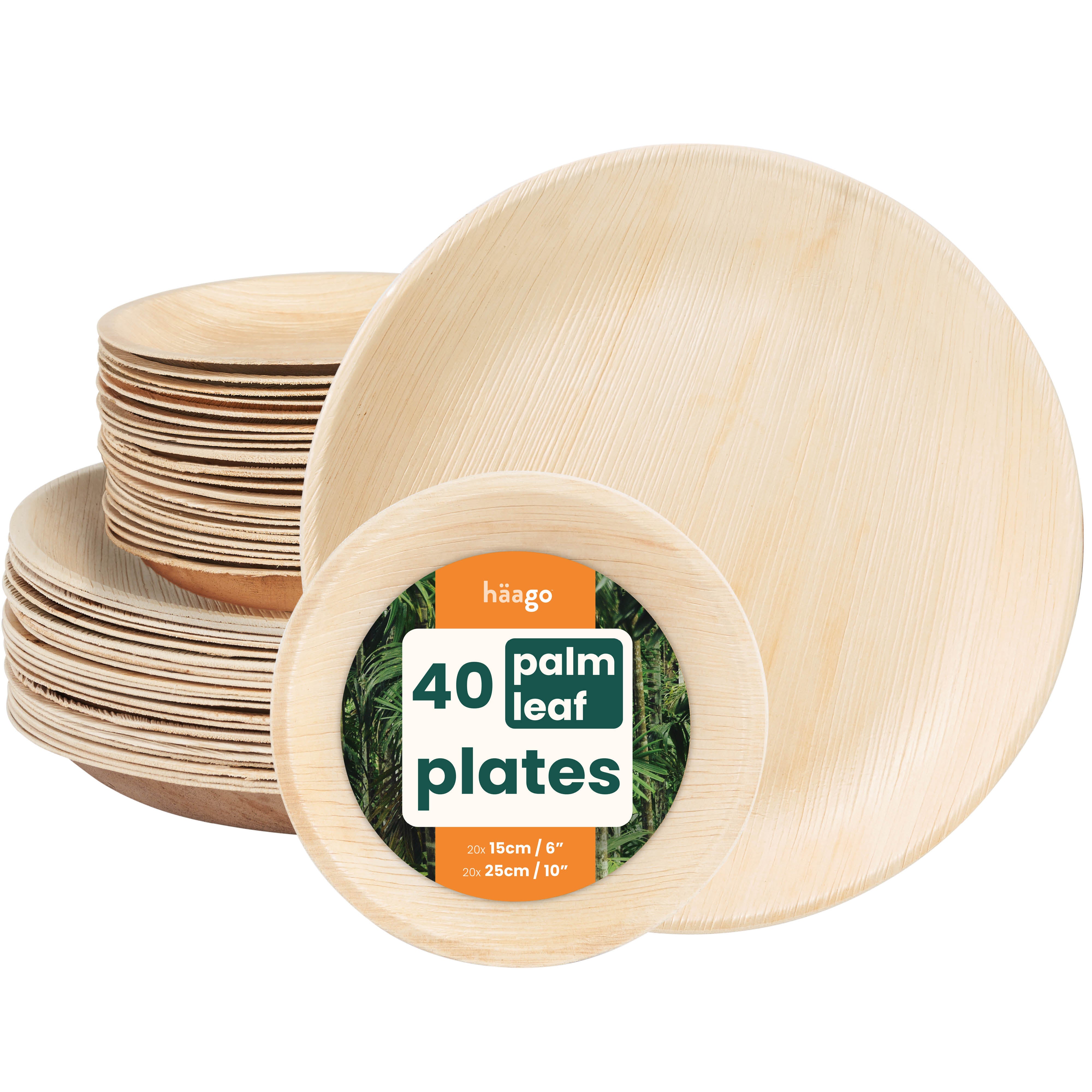 haago Palm Leaf Plates piatti rotondi 15+25 cm 40 pezzi