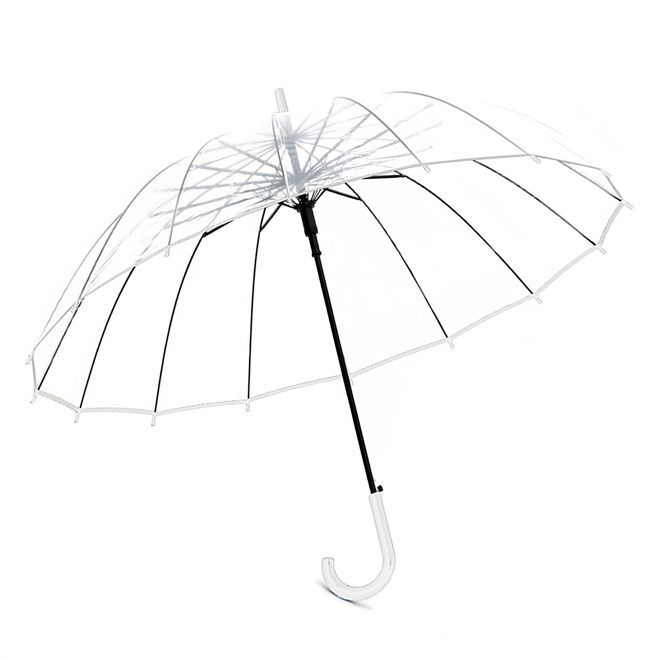 ThreeH ombrello trasparente automatico cupola bianco 16 stecche
