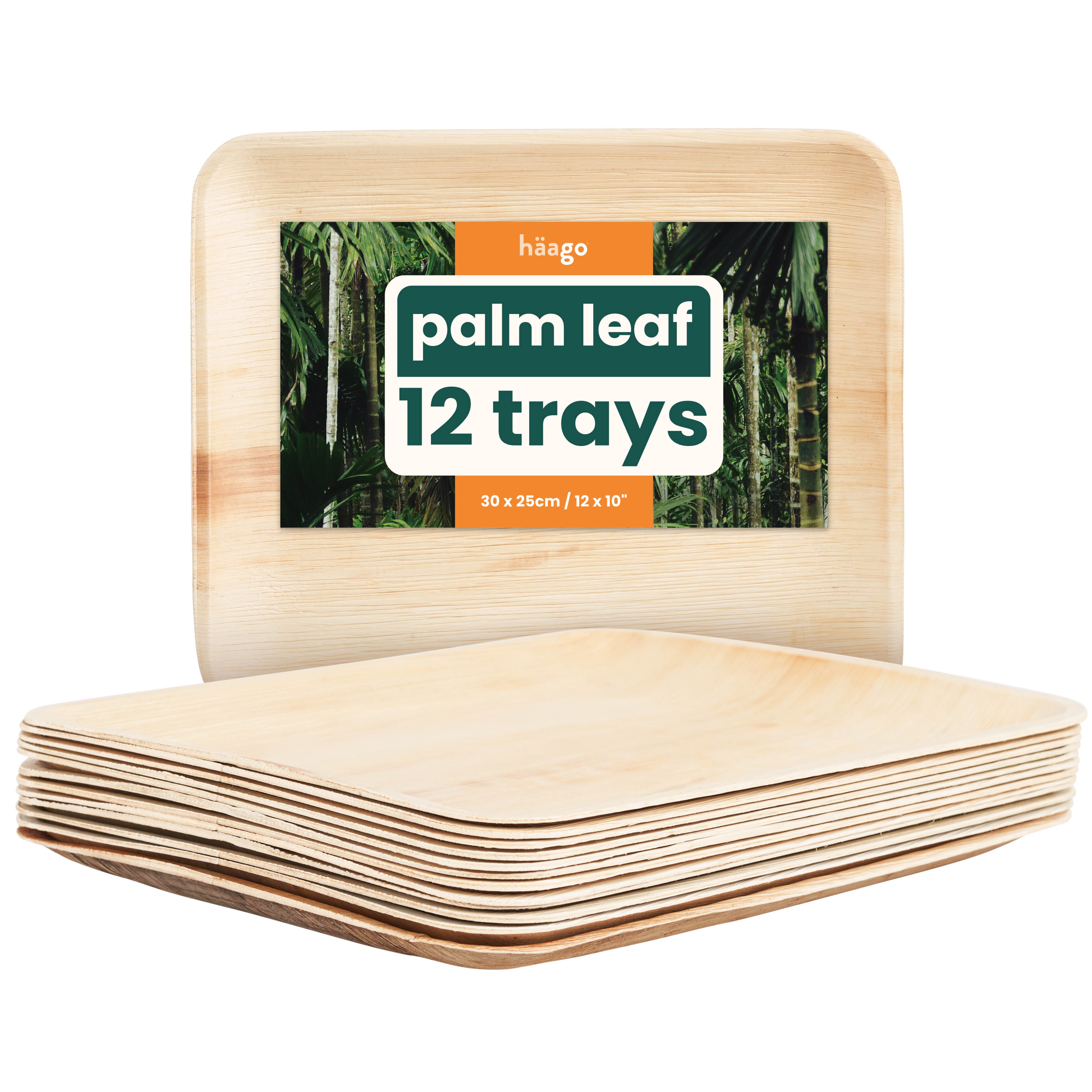 Haago Palm Leaf Trays vassoi grandi 25x30cm 12 pezzi