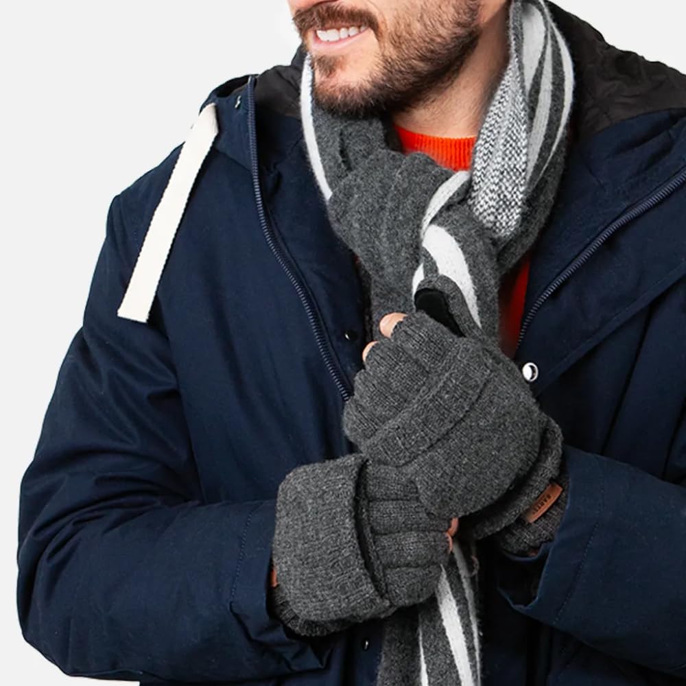 Barts Haakon Guanti Uomo Blu L/XL in Lana con Muffola