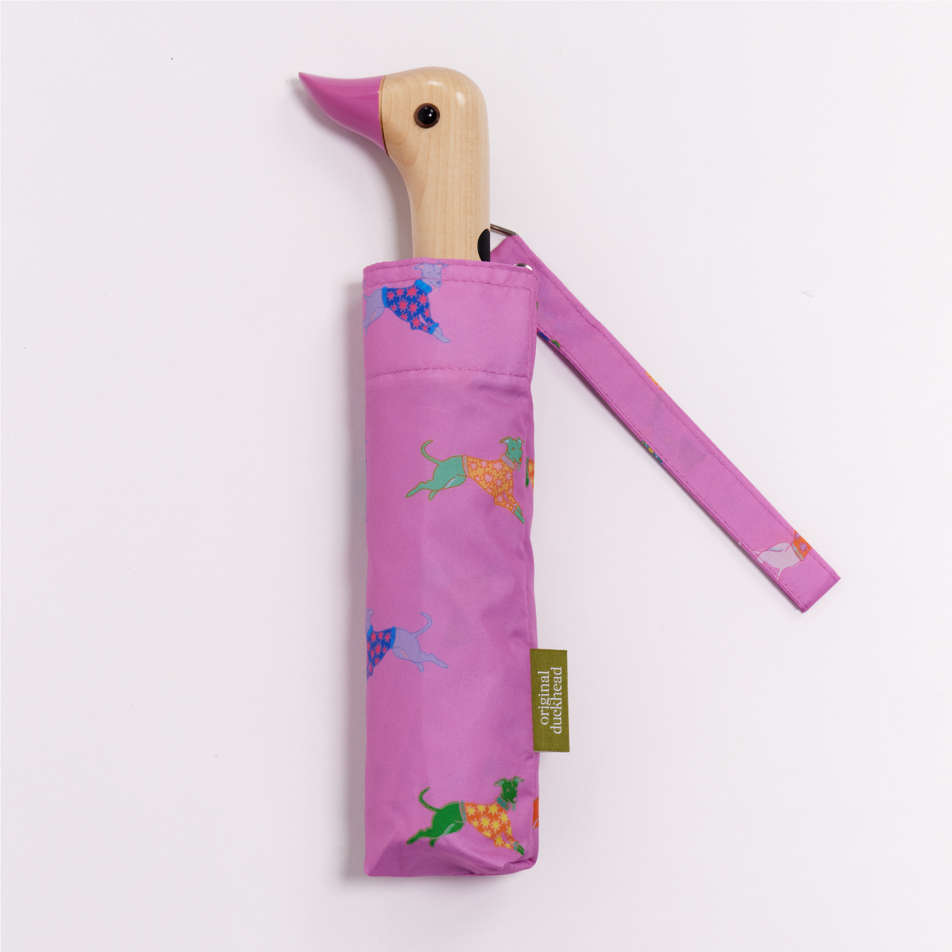 Original Duckhead Ombrello Compatto Dogs in Pink Rosa Cani