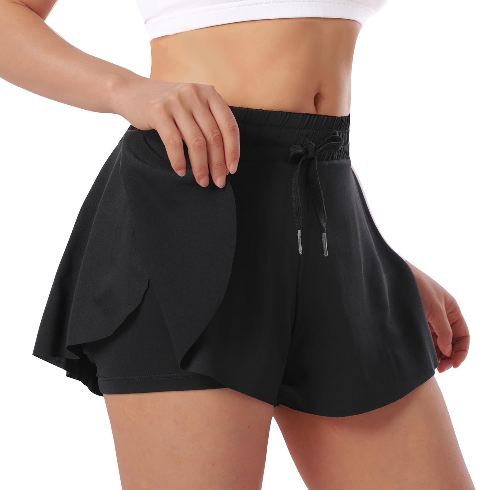 ThreeH Pantaloncini Yoga Donna 2 in 1 Traspiranti Estate