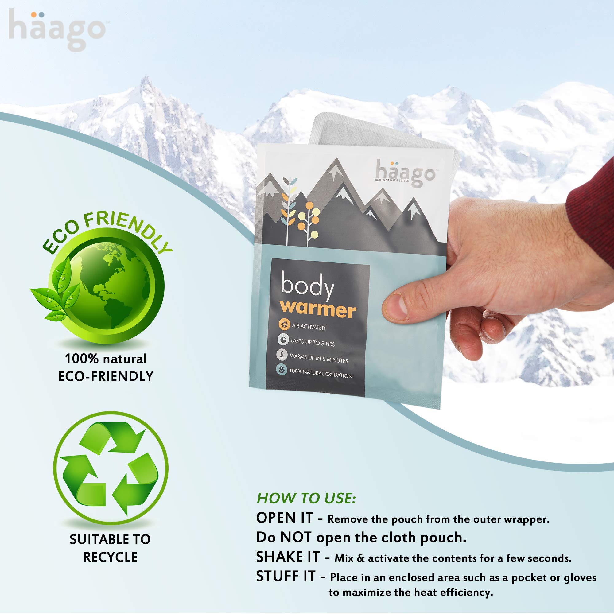 haago Body Warmers scaldamani corpo 10 ore 20 pezzi