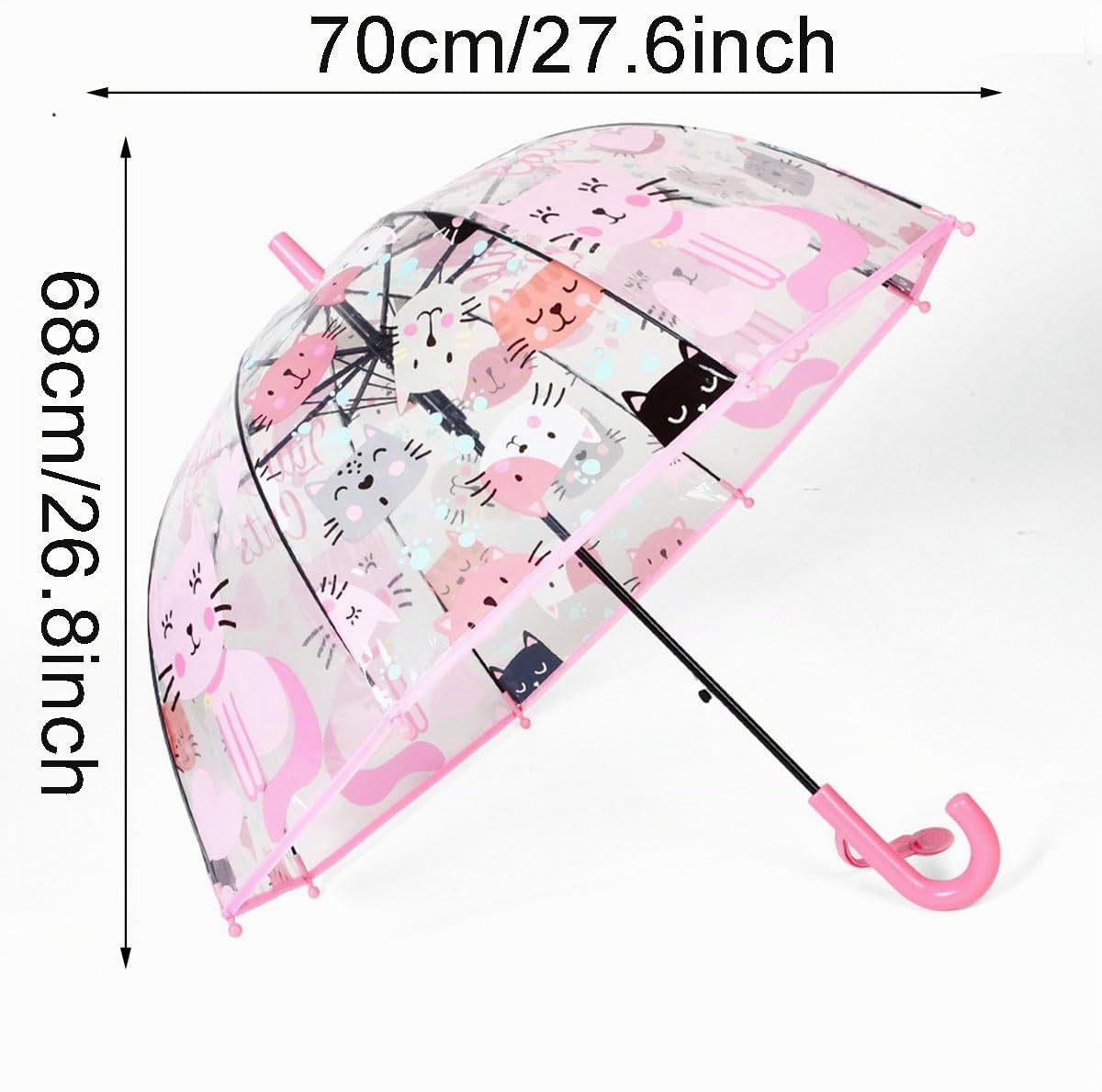 ThreeH Ombrello Bambini Rosa Trasparente Automatico 70 cm