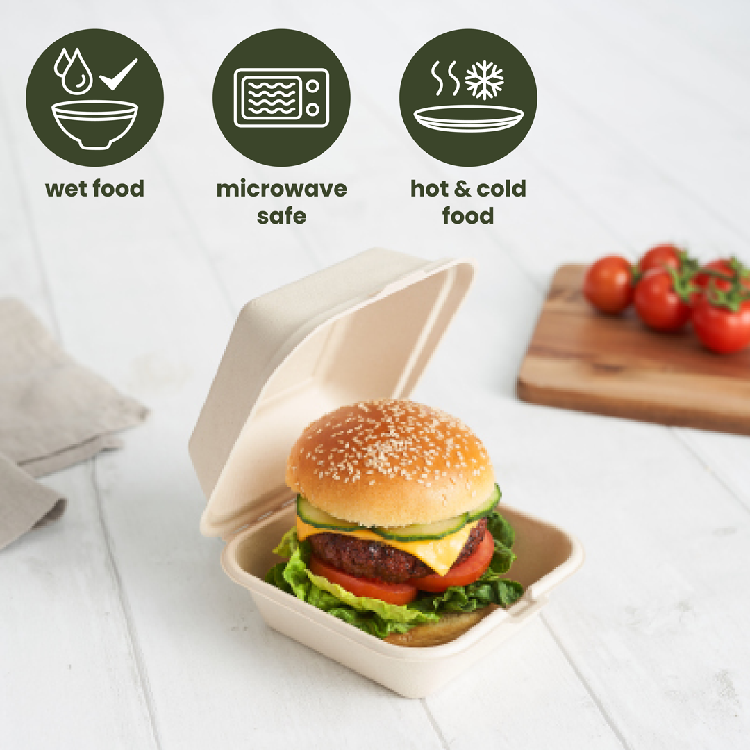 haago Sugarcane Trays & Boxes portaburger 15 cm 50 pezzi bio