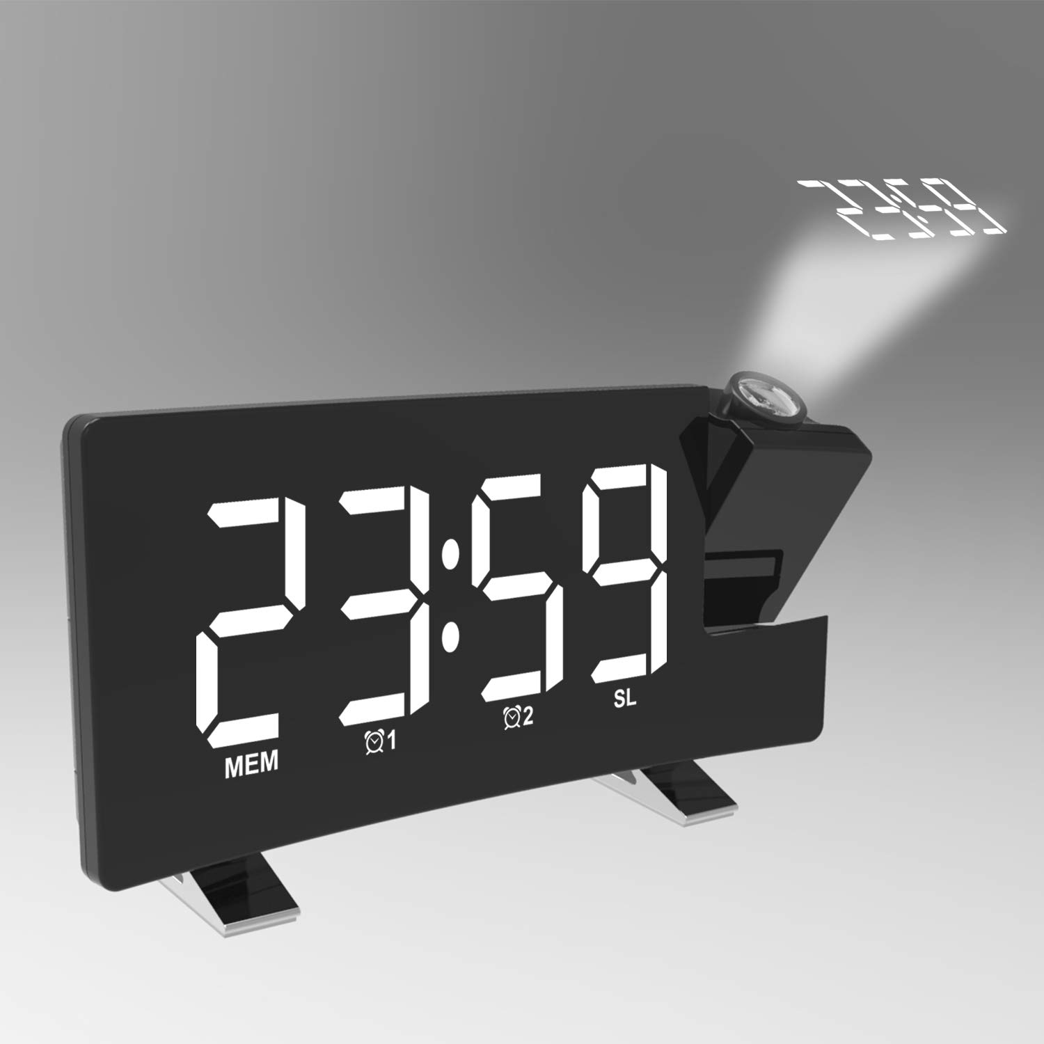 ThreeH radiosveglia proiezione bianca display USB snooze