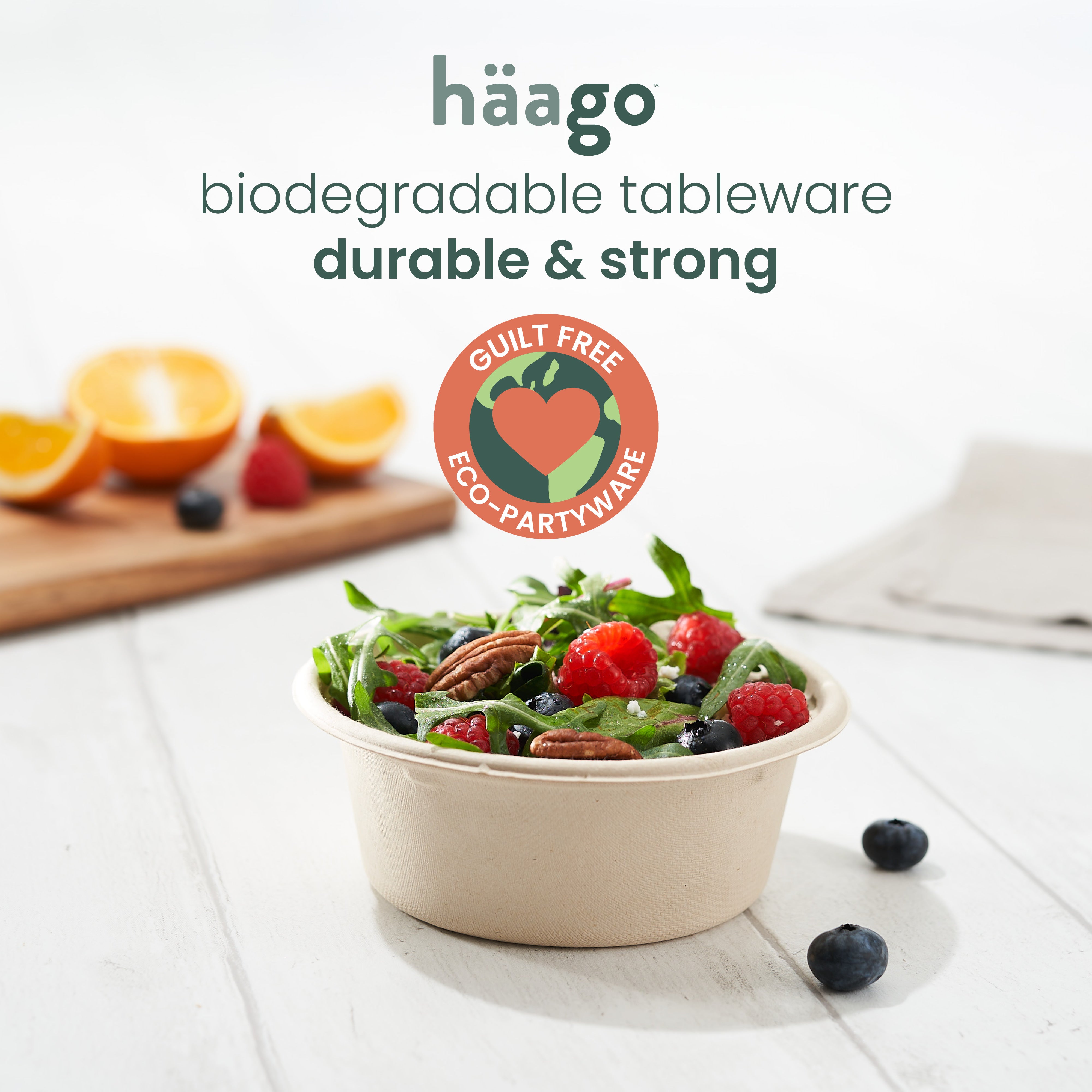 haago Sugarcane Trays & Boxes Ciotole 13cm 100 pezzi biodegradabili