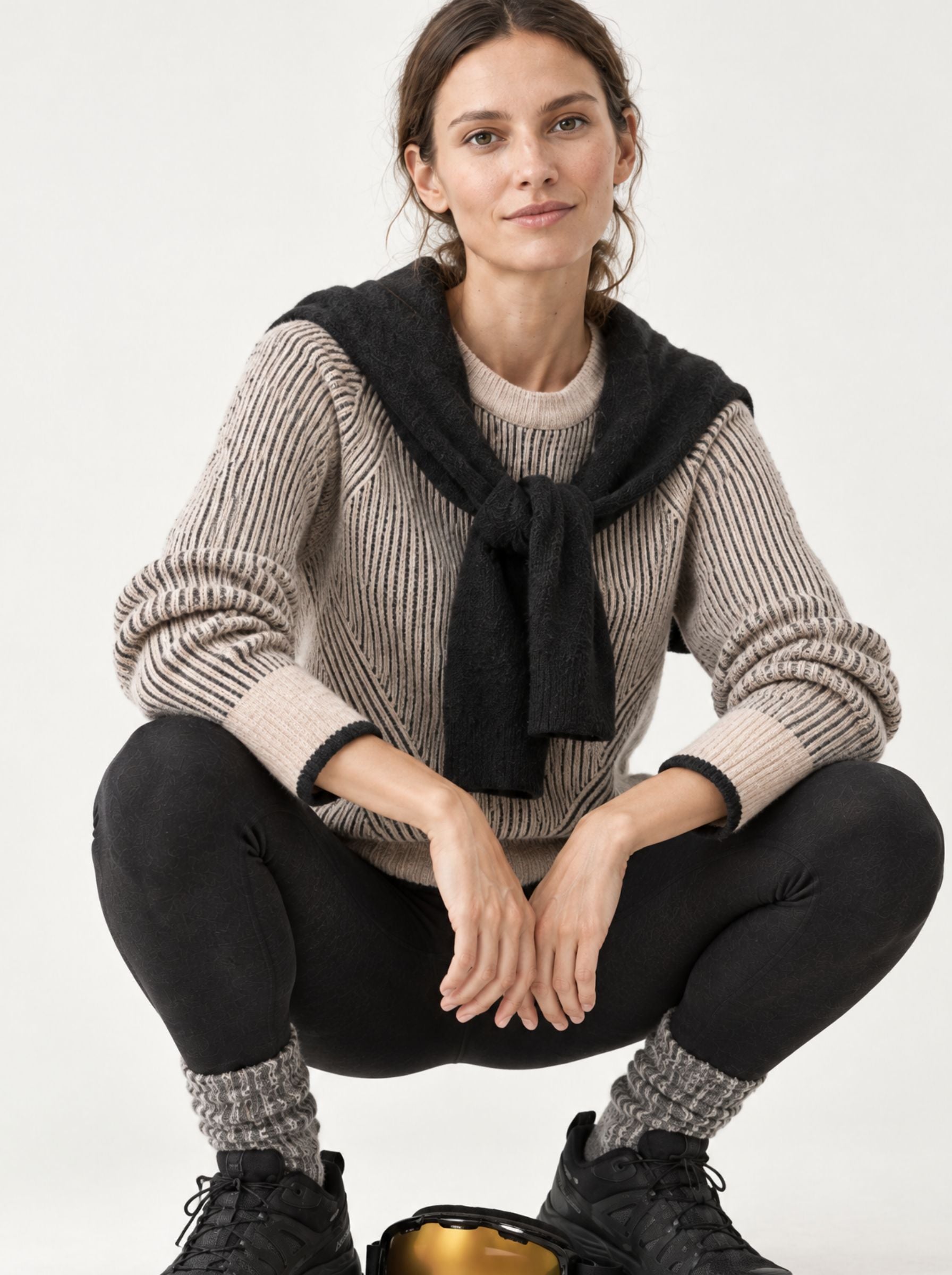 Pipolaki Ubac maglione donna nero/beige in lana